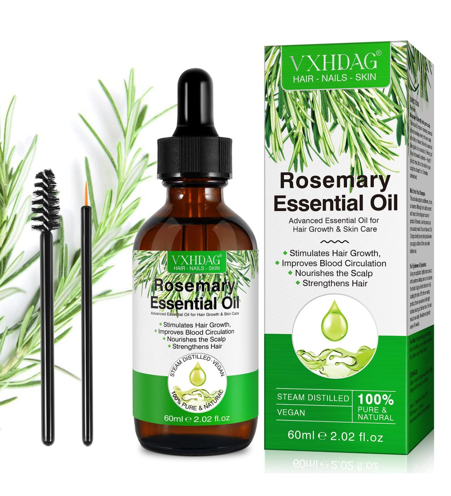 100% Pure Rosemary Oil for Hair Growth - Natural Essential Oil for Scalp Eyebrows & Eyelashes Nourishment - 60ml - Buy Online on GoSupps.com