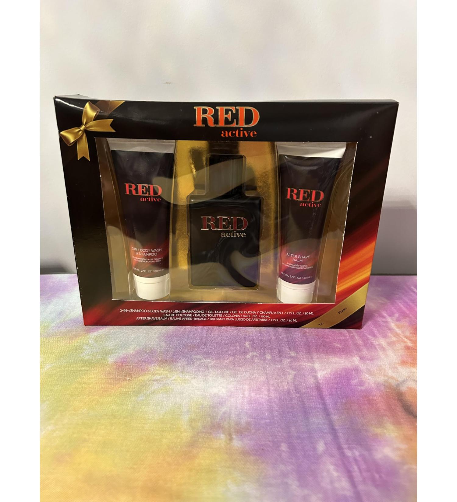 Red Active mens cologne gift set. Includes 2.7 ox cologne body wash shampoo and after shave - Buy Online on GoSupps.com
