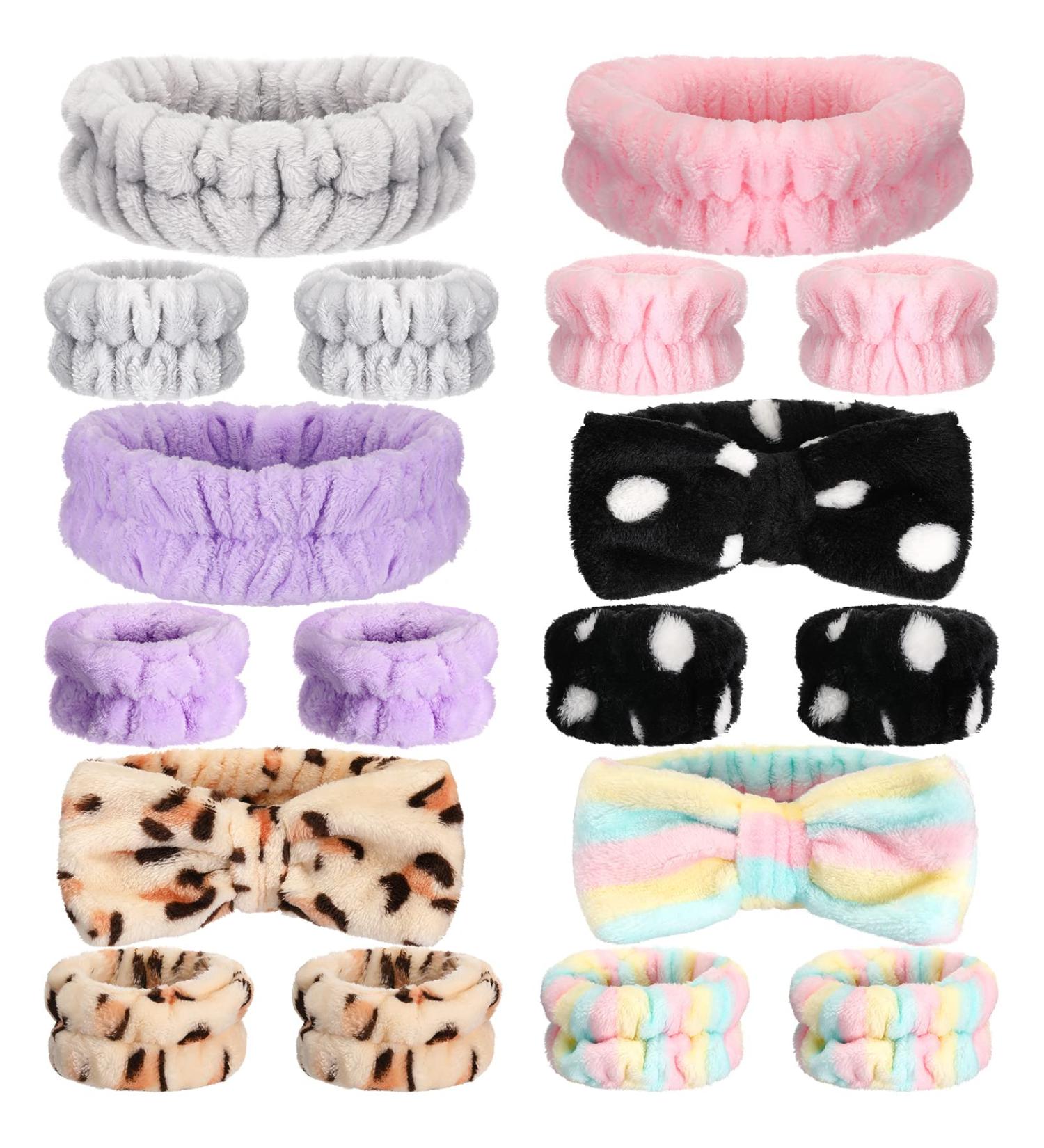 18-Piece Face Washing Wristband & Headband Set for Women & Girls | Spa Headbands, Washbands, Scrunchies & Cuffs for Face Cleansing & Makeup Removal - Buy Online on GoSupps.com