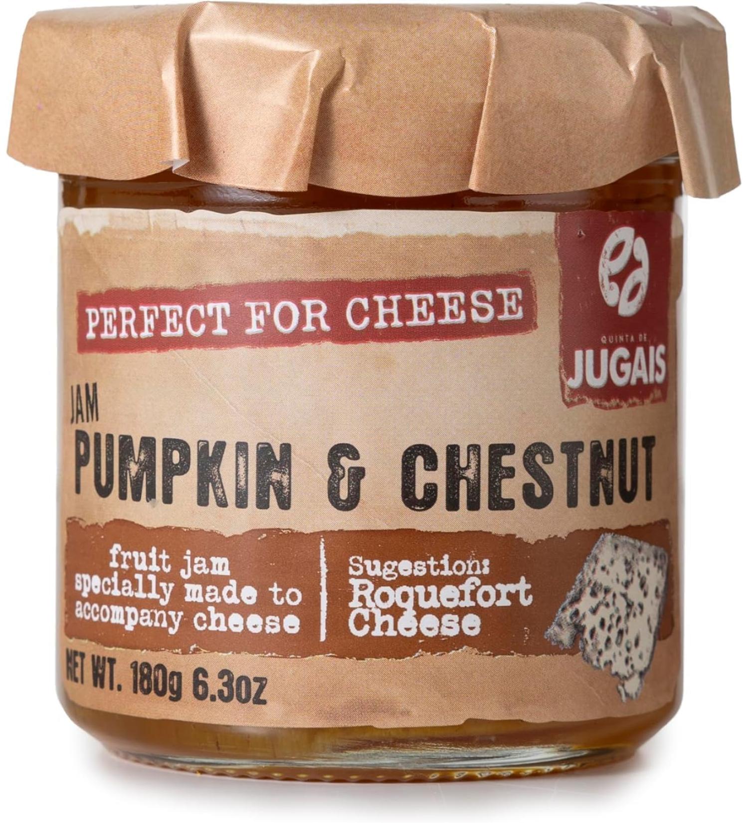Quinta de Jugais Pumpkin and chestnut jam 180 g perfect with cheese unique taste | Accompaniment for cheese board traditional Portuguese jam
