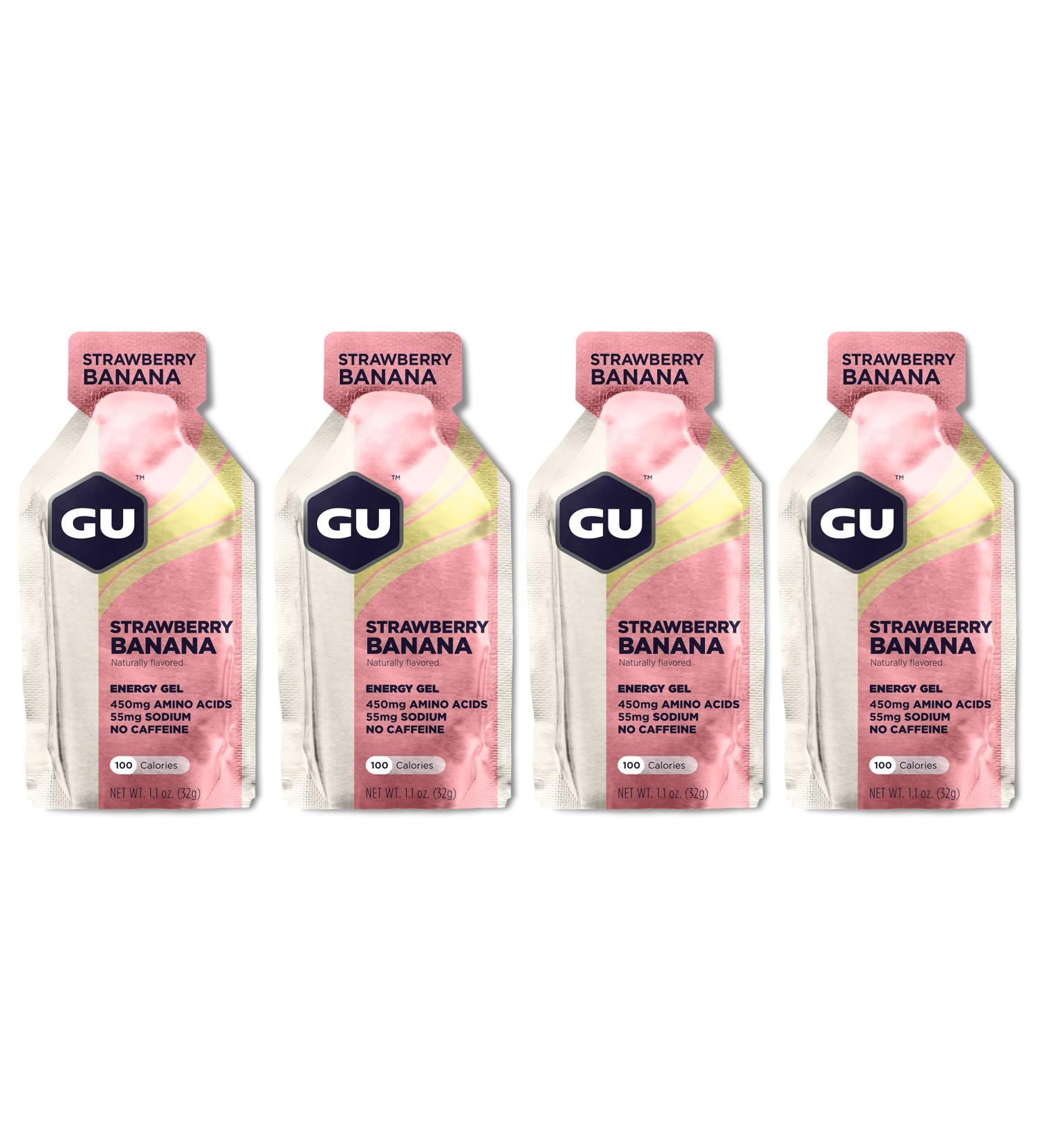 GU Energy Running Gels - 4 Gel Taster Pack - Sports Energy Gels For Running Cycling Triathlon (Strawberry Banana) - Buy Online on GoSupps.com