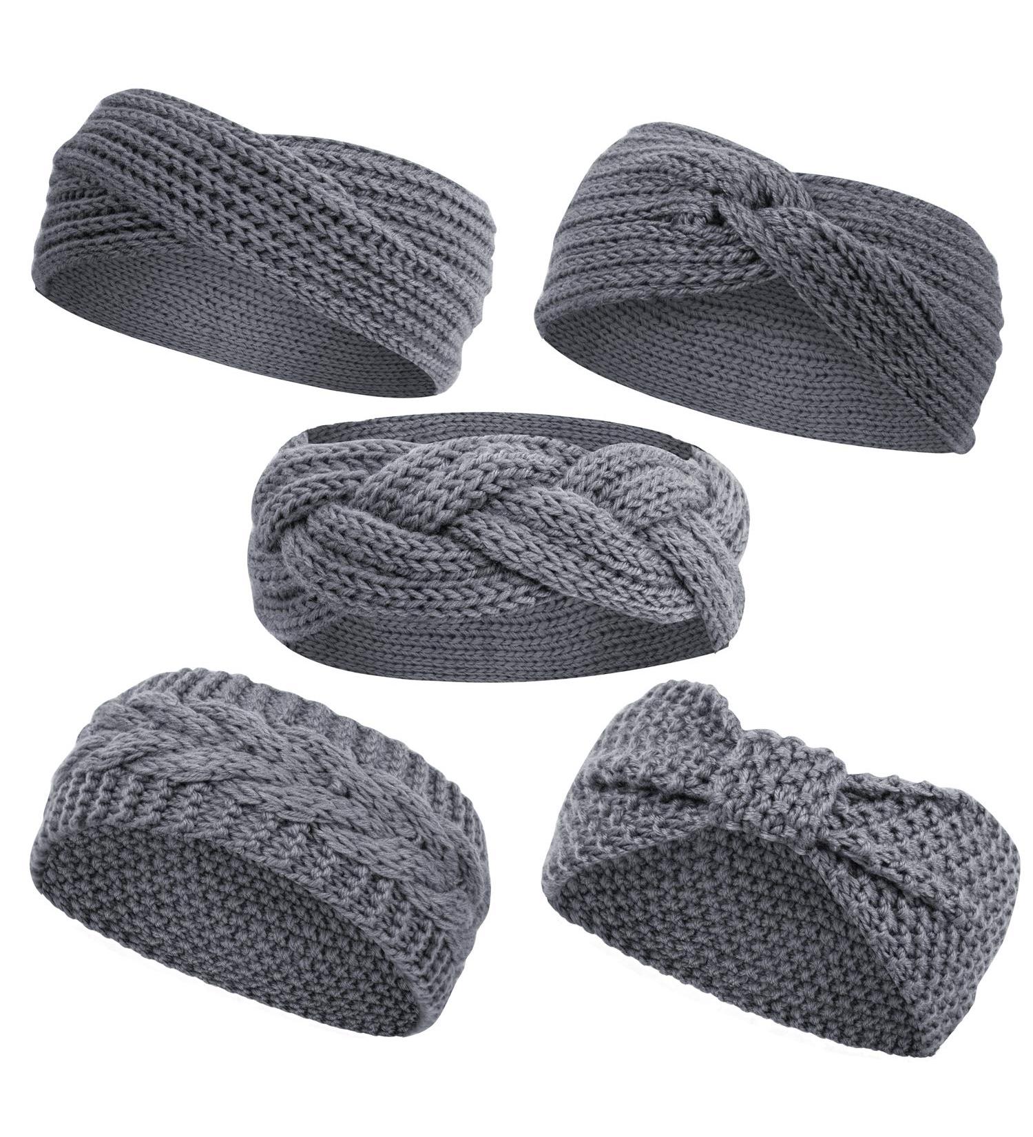 Winter Knitted Headband Women Girls Knit Headband Ladies Chunky Elastic Turban Head Wraps Ear Warmers Crochet Hairbands grey - Buy Online on GoSupps.com