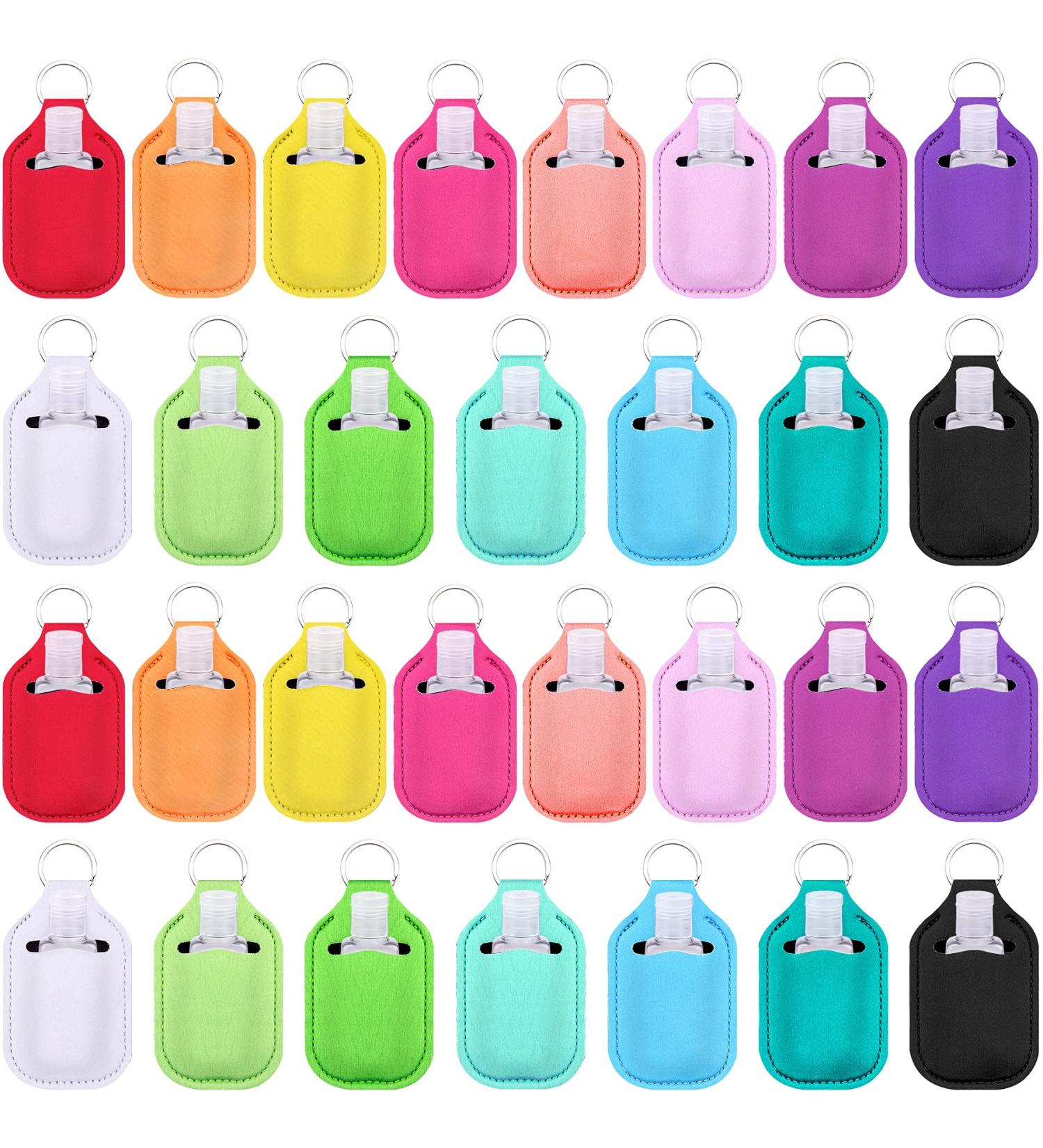 Duufin Hand Sanitizer Keychain Holders Set - 60 Pieces - 30 Reusable Clear Bottles & 30 Holders - Colorful Patternless - Buy Online on GoSupps.com
