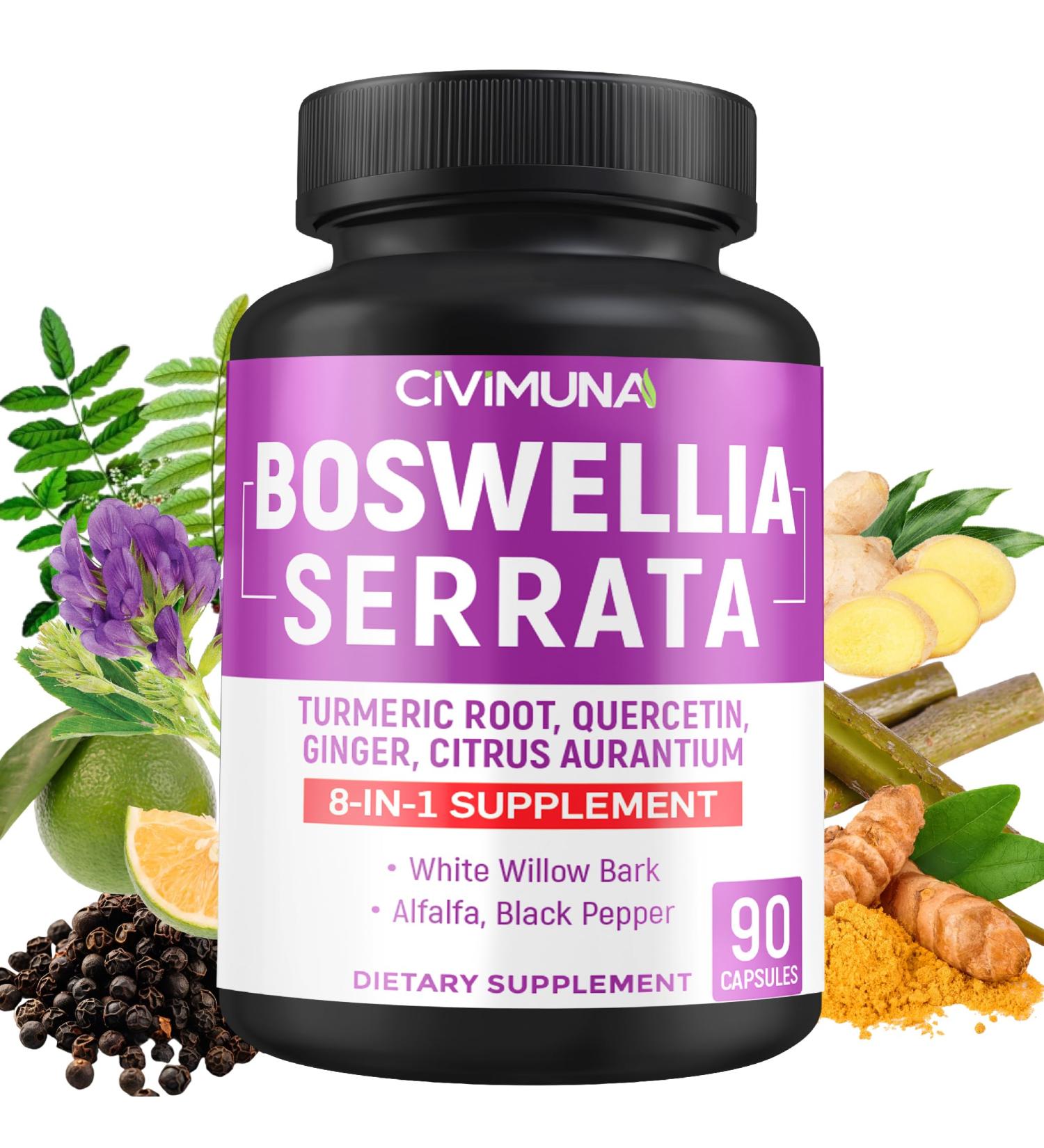 Boswellia Capsules with Boswellia Turmeric Quercetin and More - 90 Capsules for 3 Months Supply - Buy Online on GoSupps.com