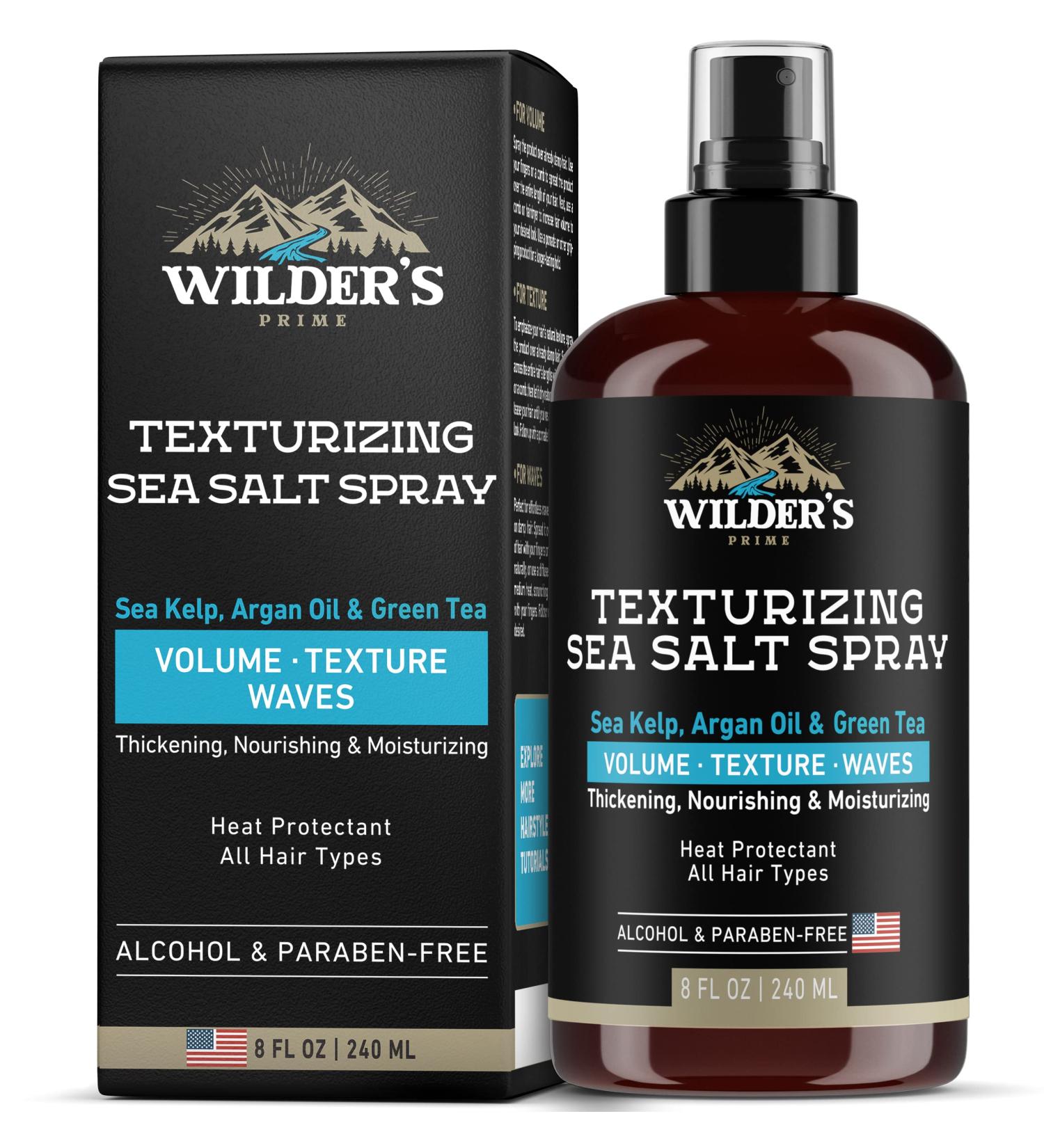 Sea Salt Spray for Men & Women - Beach Waves & Volume - Made in USA with Natural Sea Kelp, Argan Oil, Green Tea - 8 oz - Buy Online on GoSupps.com