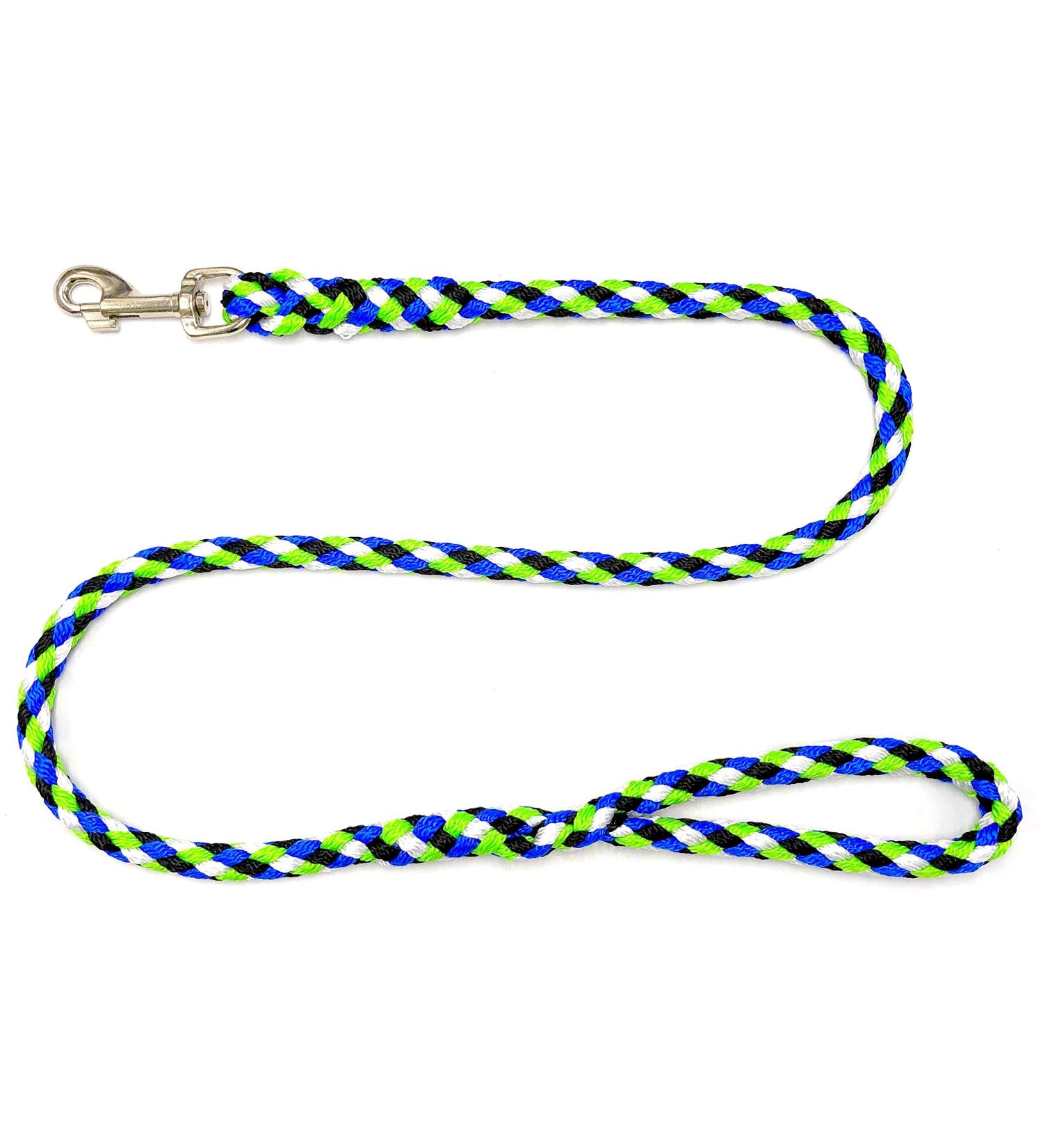 Dog leash large dogs jumbo with hand loop up to 80 kg / guide leash / practice line / training line very stable 17 colors (5m Seattle (black and blue and white green)) 5m Seattle (black and blue and white-green)