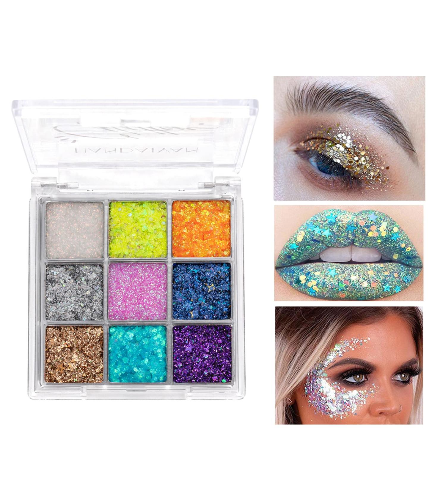 SOMGKINE Eyeshadow Glitter Eyeshadow 9 Color Palette Shiny Eyeshadow Pearlescent Makeup Highly Pigmented Shine Matte Glitter Makeup Palette Longlasting Waterproof 01 - Buy Online on GoSupps.com