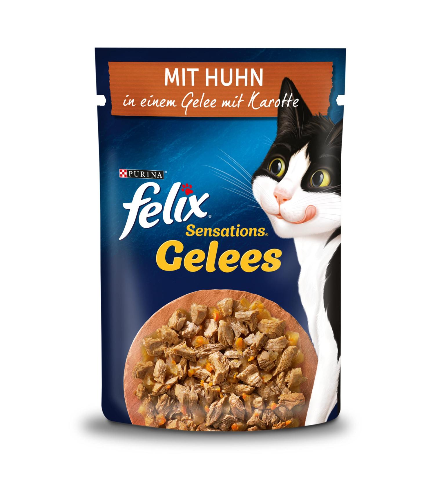 FELIX Sensations Jelly Wet Cat Food with Chicken & Carrot - 26 Pack (26 x 85g) - Premium Gourmet Cat Food for Happy Healthy Cats - Buy Online on GoSupps.com