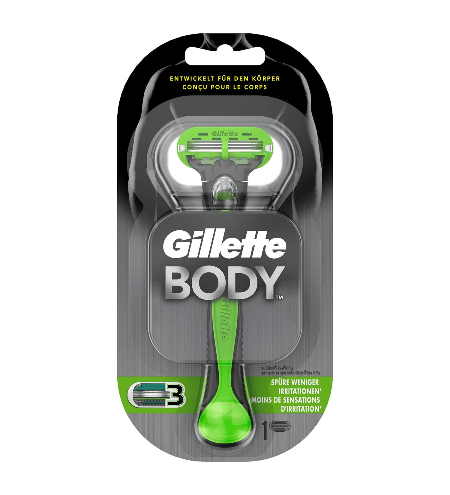 Buy Gillette Body Razor for Men | 3-Layer Blade + 1 Extra Blade | International Shipping Available - Buy Online on GoSupps.com