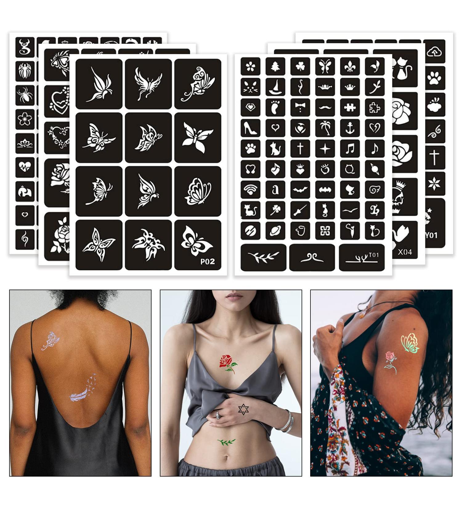 CUTELIILI Henna Tattoo Stencils 200+ PCS - Reusable Body Art Templates for Women, Girls, and Kids - Buy Online on GoSupps.com
