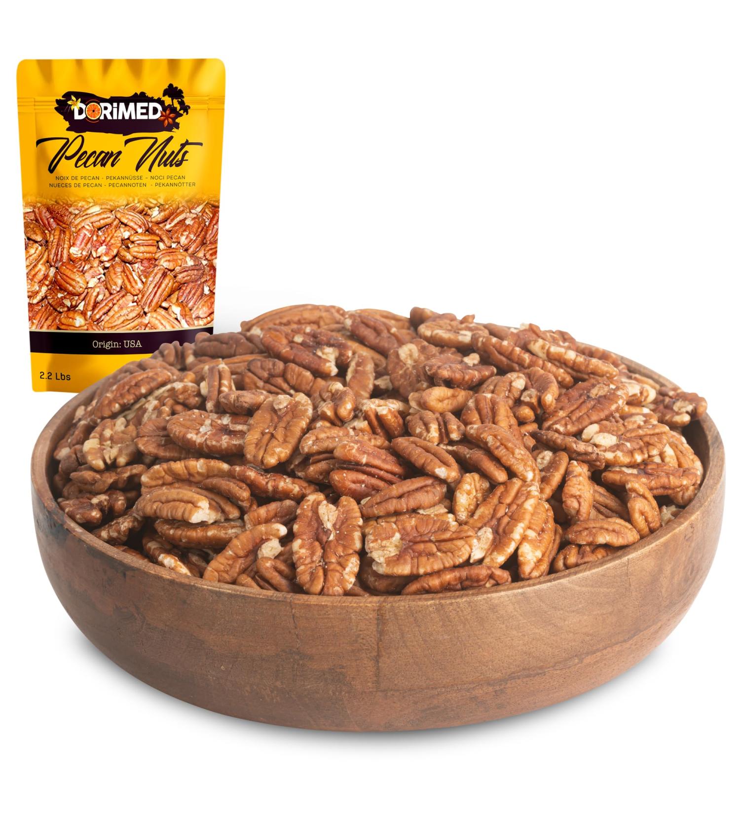 Pecans Naturlassen | 1 kg Unsalted Raw Pecan Nuts | Natural Sugar-Free Vegan-Friendly | GMO-Free | Buy Online at Dorimed - Buy Online on GoSupps.com