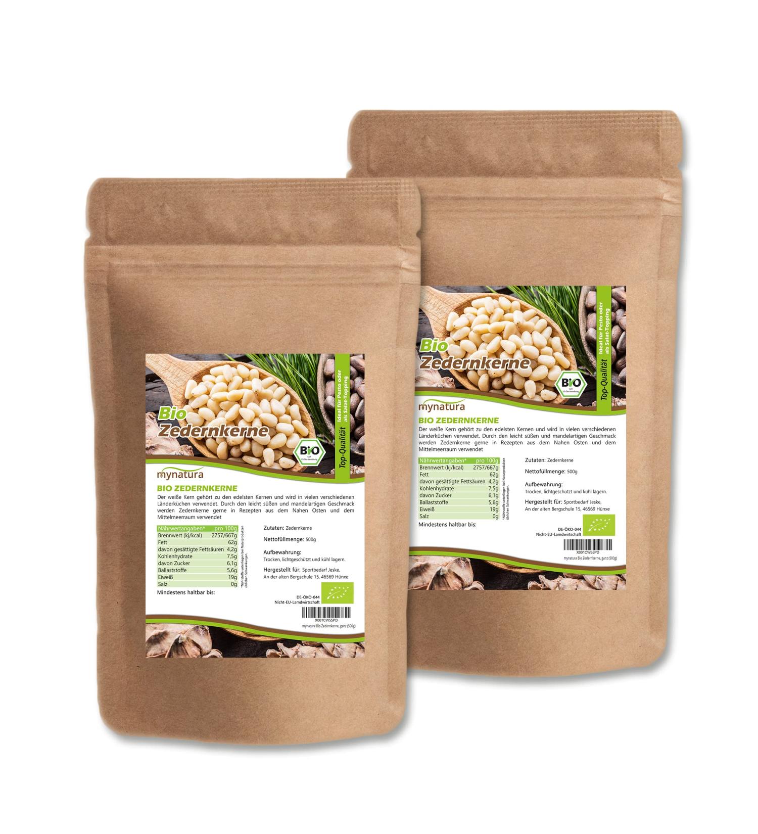 Mynatura bio cedar nuclei all of the pines i kernels i snack i nut-mix |Siberian Wild Collection |Pine nuts - Pinus Sibirica (2 x 500g)