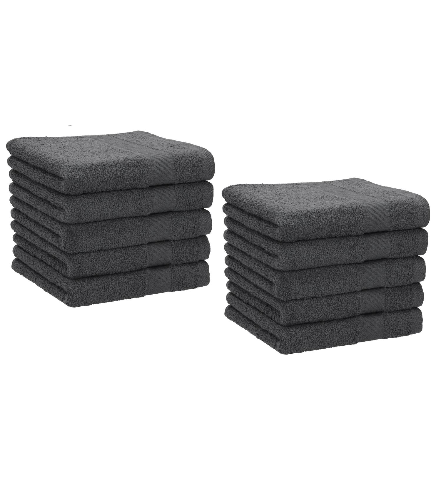 Buy Betz 10-Piece Washcloth Set - 100% Cotton Palermo Anthracite - 30x30 cm - International Shipping Available - Buy Online on GoSupps.com