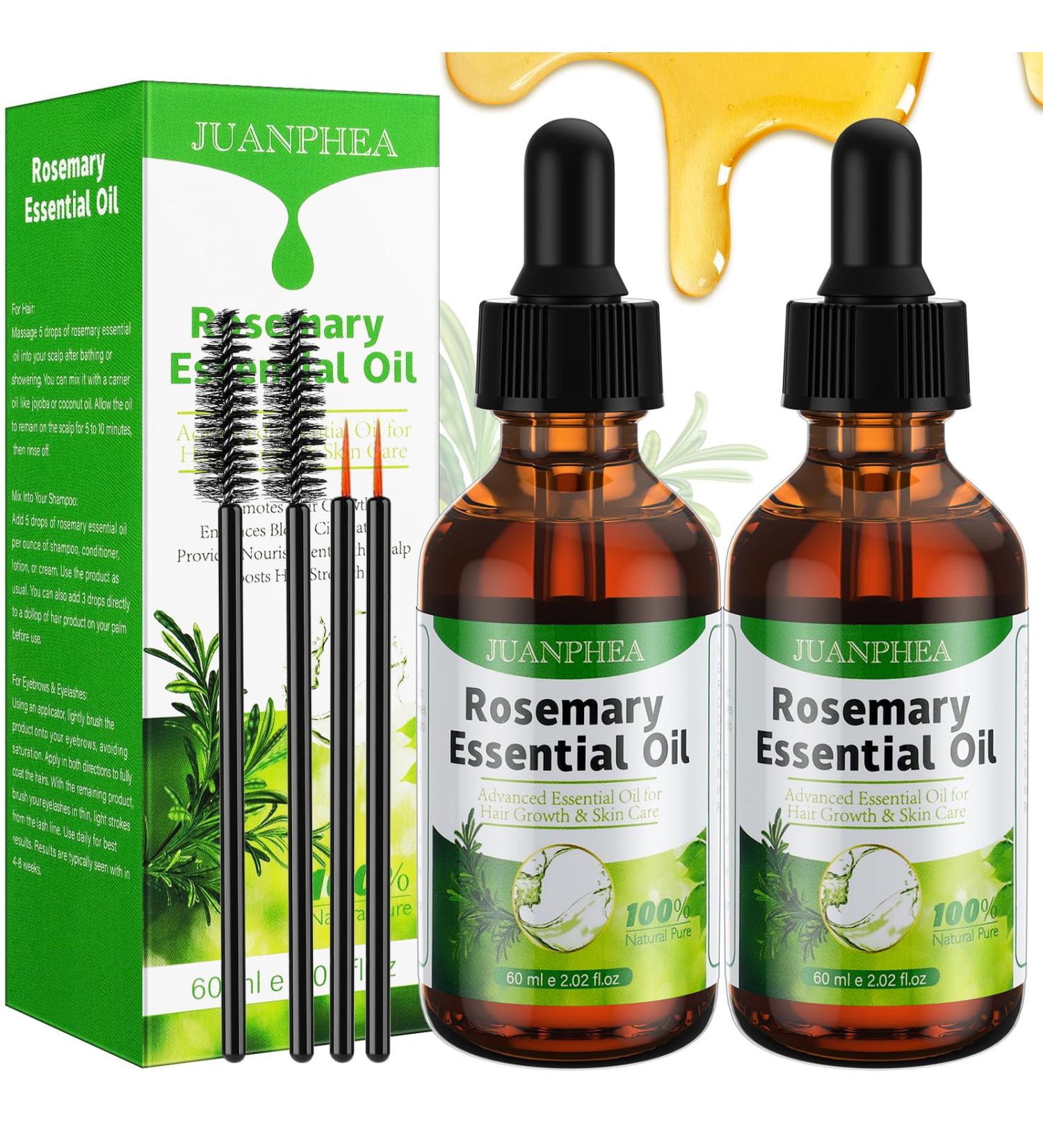 Organic Rosemary Essential Oil for Hair Growth & Skin Care - 4.04 fl oz | Strengthening Hair & Eyelash Oil - Buy Online on GoSupps.com
