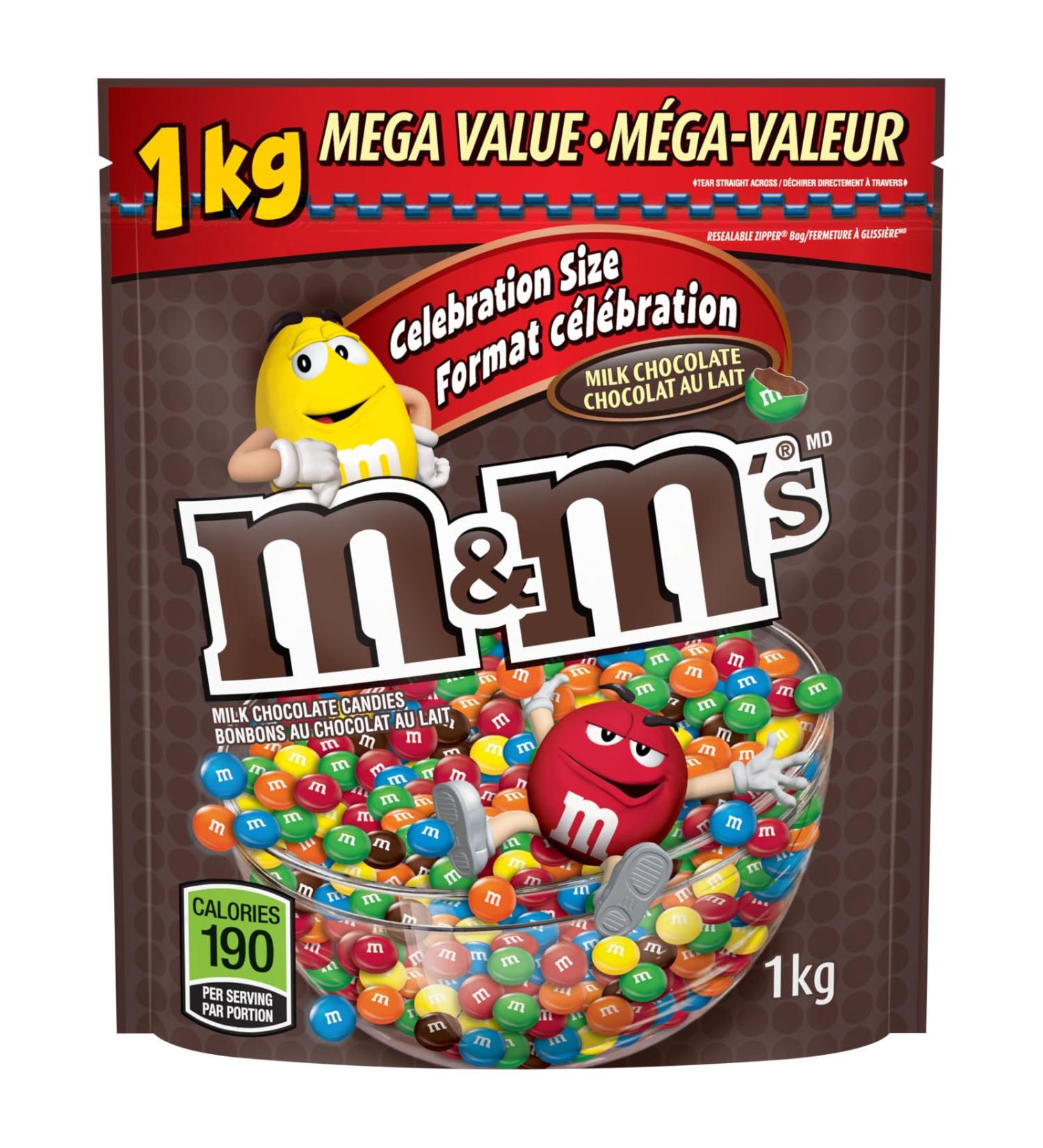 M&M'S Milk Chocolate Candy Celebration Size Share Bag 1kg Milk 1kg - Buy Online on GoSupps.com