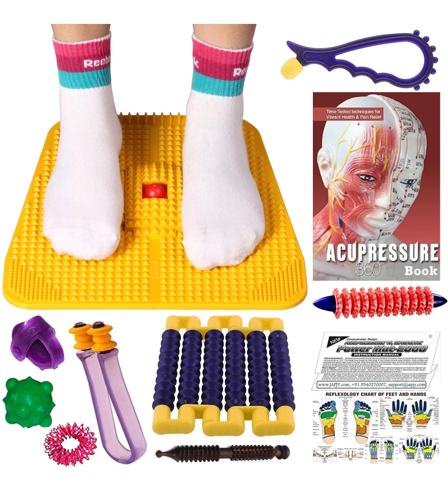 Japjy Acupressure Mat Kit Full Body Massage Set with Magnets Pyramids & Therapy Books for Ultimate Relaxation - Buy Online on GoSupps.com