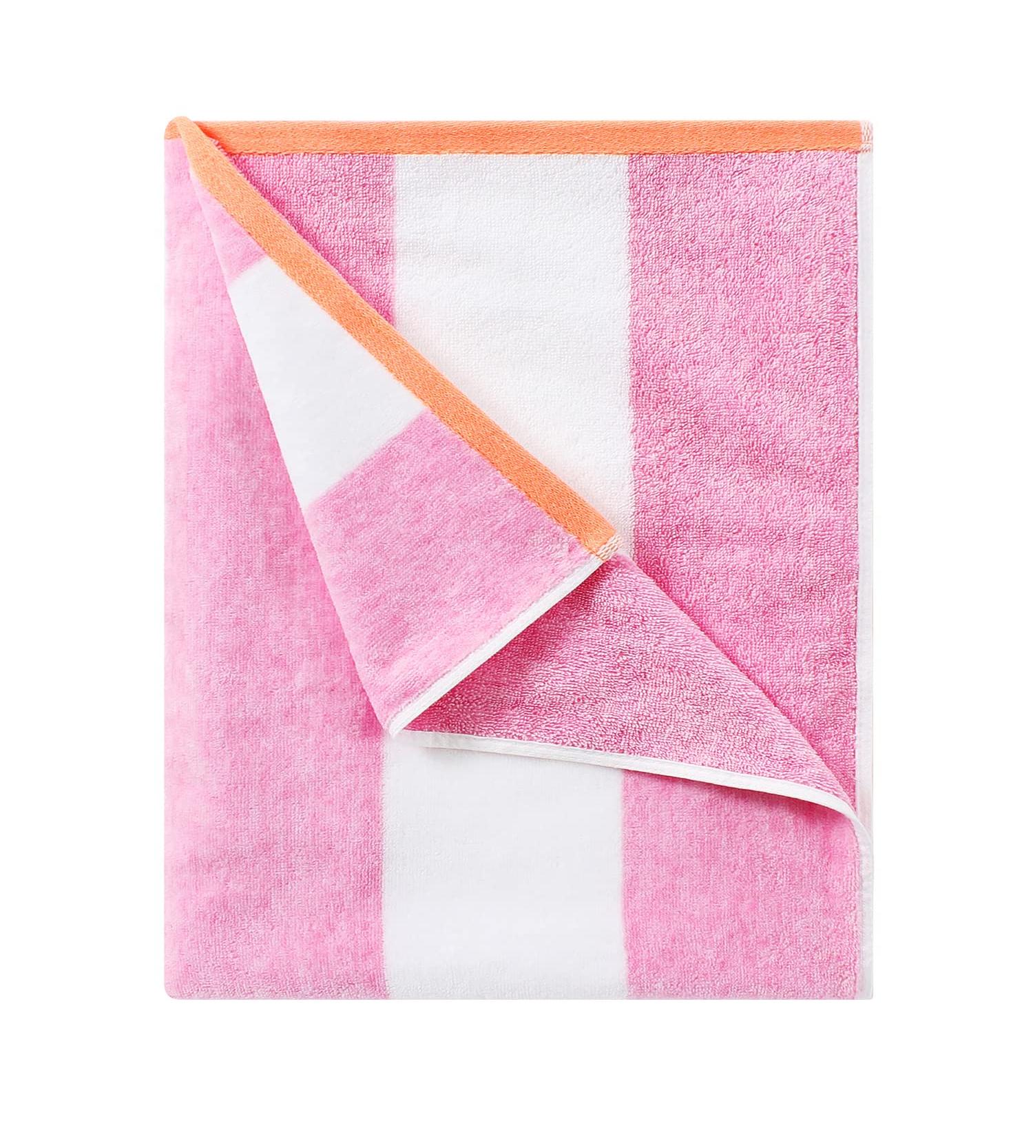 HEMBAY Fluffy Oversized Beach Towel - Rose Red Striped 70 x 35 Inch Cotton Pool Towel - Buy Online on GoSupps.com