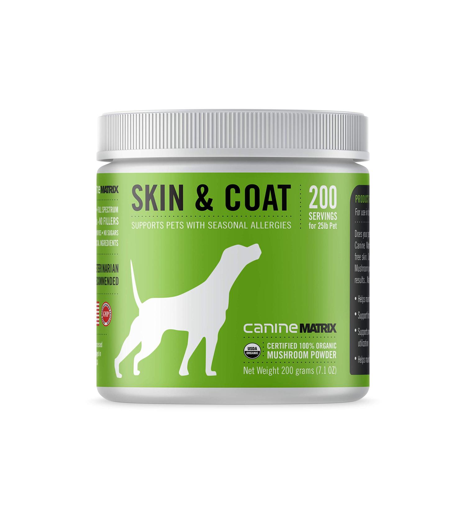 Canine Matrix Skin & Coat Mushroom Powder 7.1 oz | Natural Pet Supplement for Healthy Fur - Buy Online on GoSupps.com
