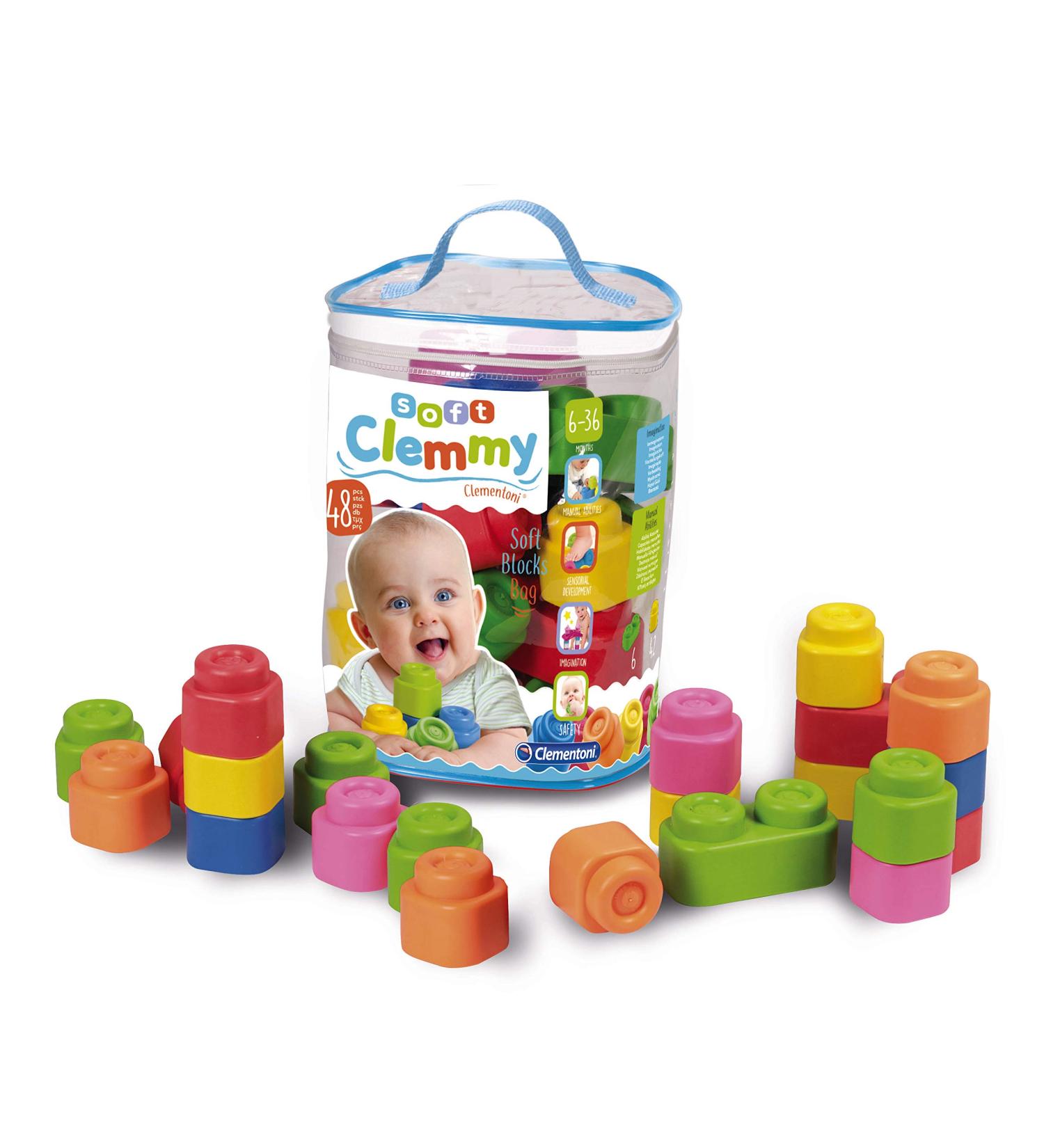 Clementoni Soft Clemmy Building Blocks (48 Pieces) - Soft Building Blocks for Babies & Toddlers 6+ Months - Sensory Play & Development - 17134 - Buy Online on GoSupps.com
