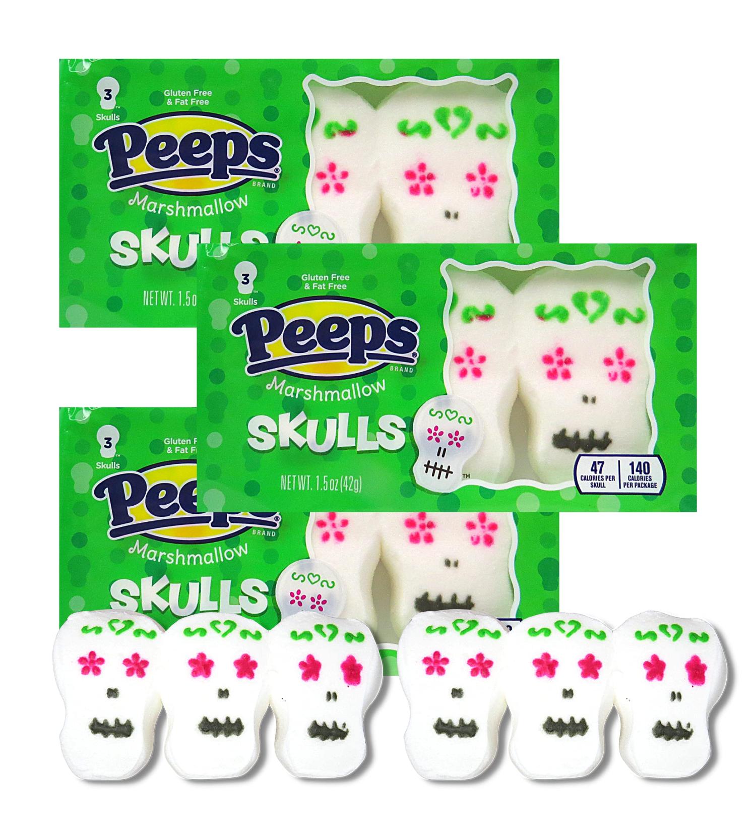 3 Packs Halloween Peeps Marshmallow Candy - Festive Sugar Skulls Party Favors for Baking DIY - 9 Pieces Per Pack - Buy Online on GoSupps.com
