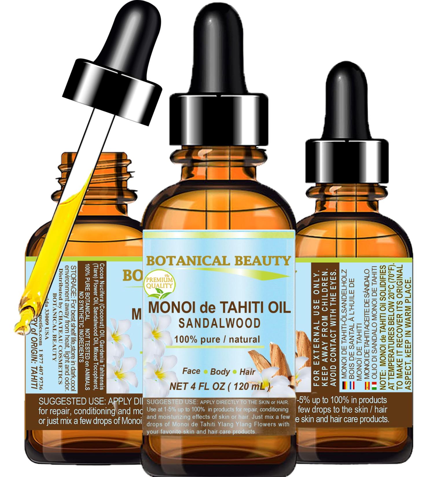 Botanical Beauty MONOI de TAHITI OIL SANDALWOOD 100% Pure. 4 Fl.oz - 120 ml. For Skin Face Hair and Nail Care. - Buy Online on GoSupps.com