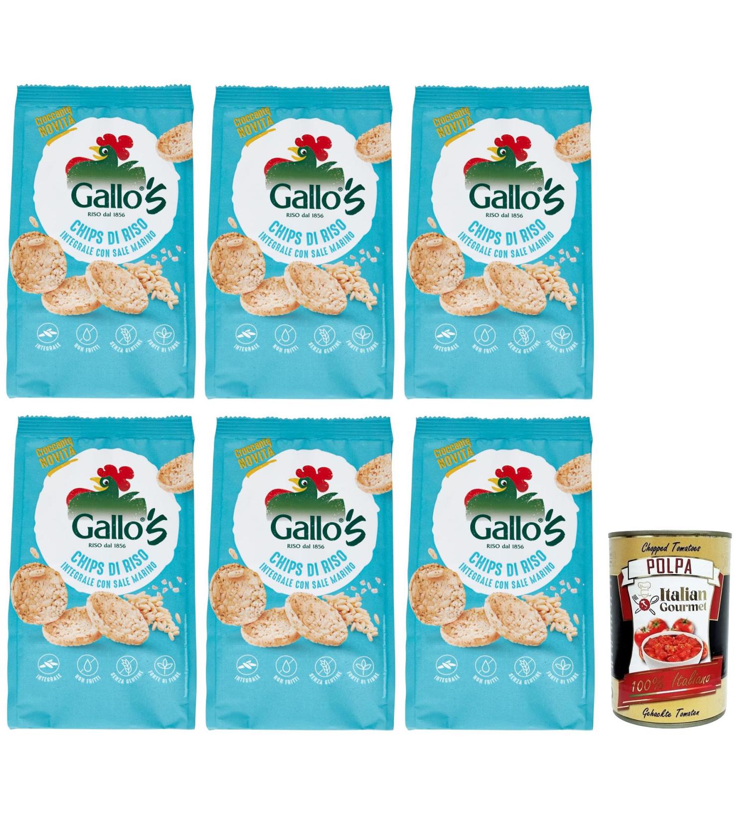  Italian Gourmet E.R. Riso Gallo Chips with Whole Grain Rice and Sea Salt snack with brown rice and sea salt 40g bag + Italian Gourmet Polpa di Pomodoro 400g box - Buy Online on GoSupps.com