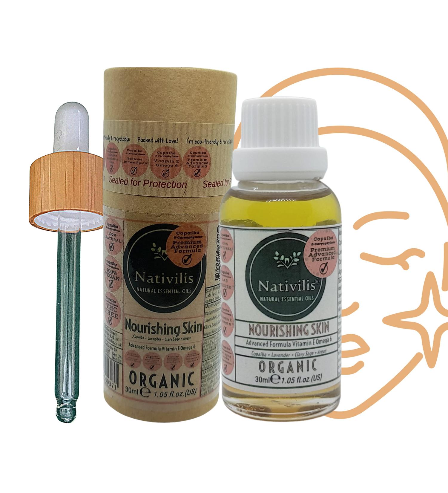 Native Natural Nativilis Organic Copaiba Facial Serum 30ml with Lavender Sage Musk Argan Oil and Vitamin E Moisturizing and AntiWrinkle - Buy Online on GoSupps.com