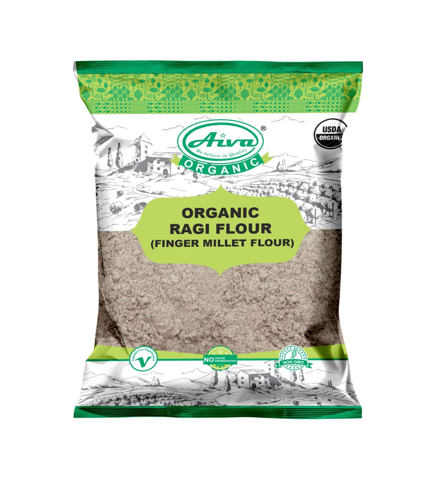 Aiva Organic Finger Millet Flour | Ragi Flour 2 lb - Premium Quality Gluten-Free Superfood - Buy Online on GoSupps.com