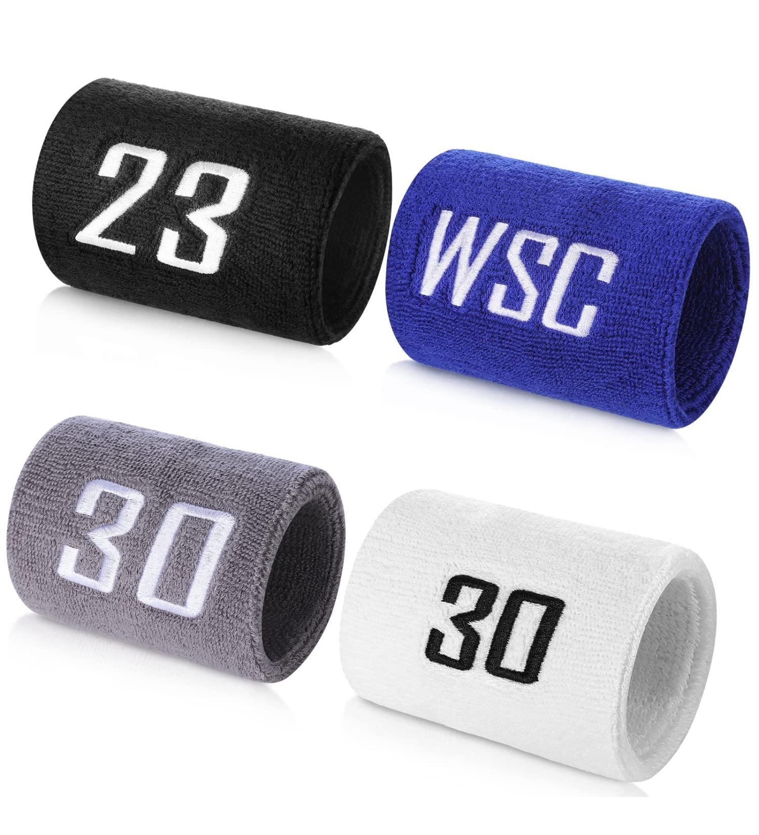 Personalized Embroidered Wrist Sweatband Set for Sports - Custom Letters - Ideal for Tennis, Basketball, Running, Gym - Protect Your Wrist - 2 Pieces - Buy Online on GoSupps.com