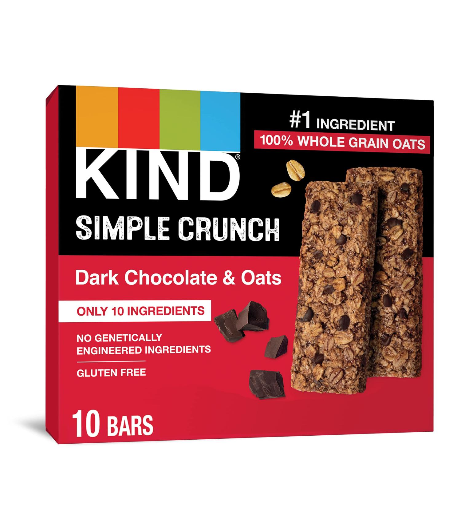 KIND Simple Crunch Bars Dark Chocolate & Oats 7 oz 40 Count - Pack of 8 | 56 oz Total - Buy Online on GoSupps.com