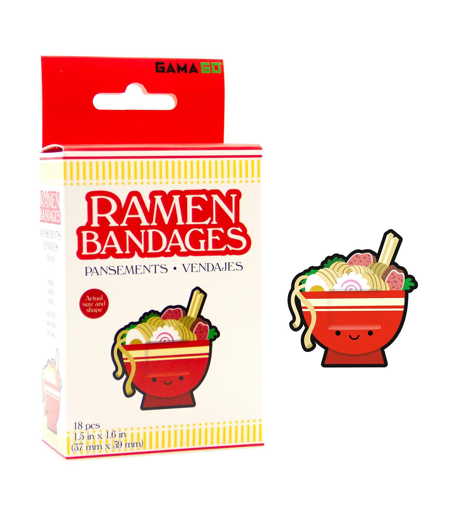 GAMAGO Ramen Bandages - Set of 18 Funny Self-Adhesive Sterile & Latex-Free Bandages for Kids & Kidults | Perfect Gift & First Aid Essential - Buy Online on GoSupps.com