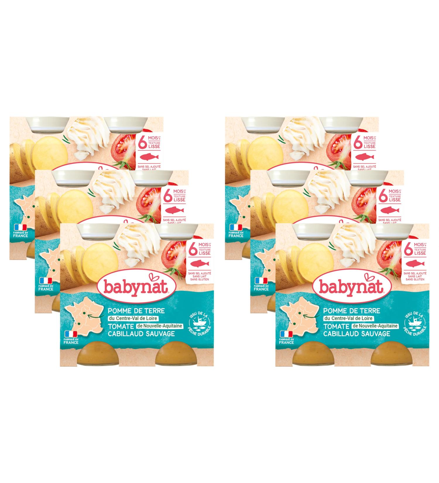Babybio - Small Potato Pots from the Loire Valley Cod 2x200 g - 6+ Months - Organic - Pack of 6 - Buy Online on GoSupps.com