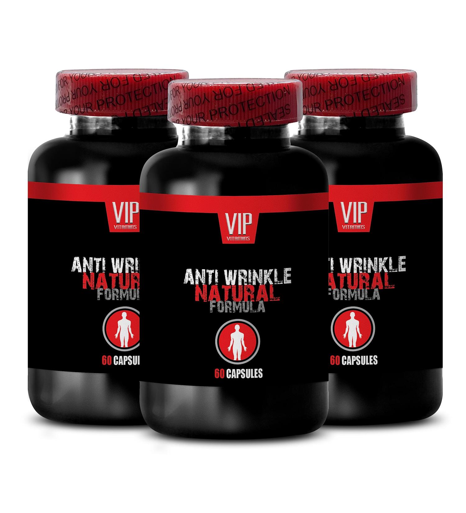 Anti-Wrinkle Complex - Anti-Wrinkle Collagen Aloe Vera Vitamin C Skin Smoother Support Grape Seed Support Hyaluronic Acid Wrinkle Green Tea Leaf Anti-Aging L-Glutathione Vitamin A 3Bot - Buy Online on GoSupps.com