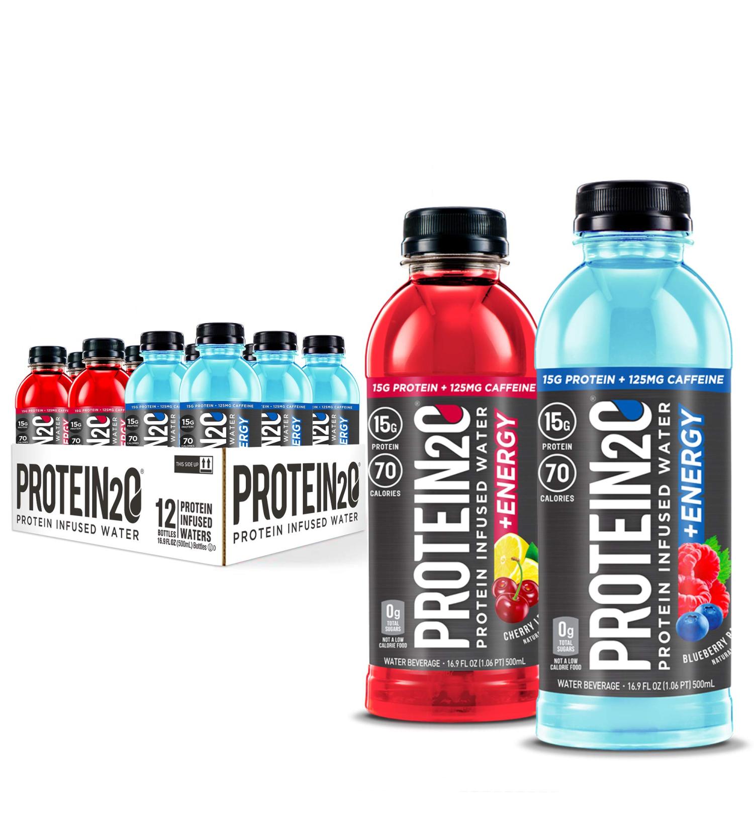Protein2o 15g Whey Protein Infused Water Plus Energy Variety Pack - 12 Bottles - Buy Online on GoSupps.com