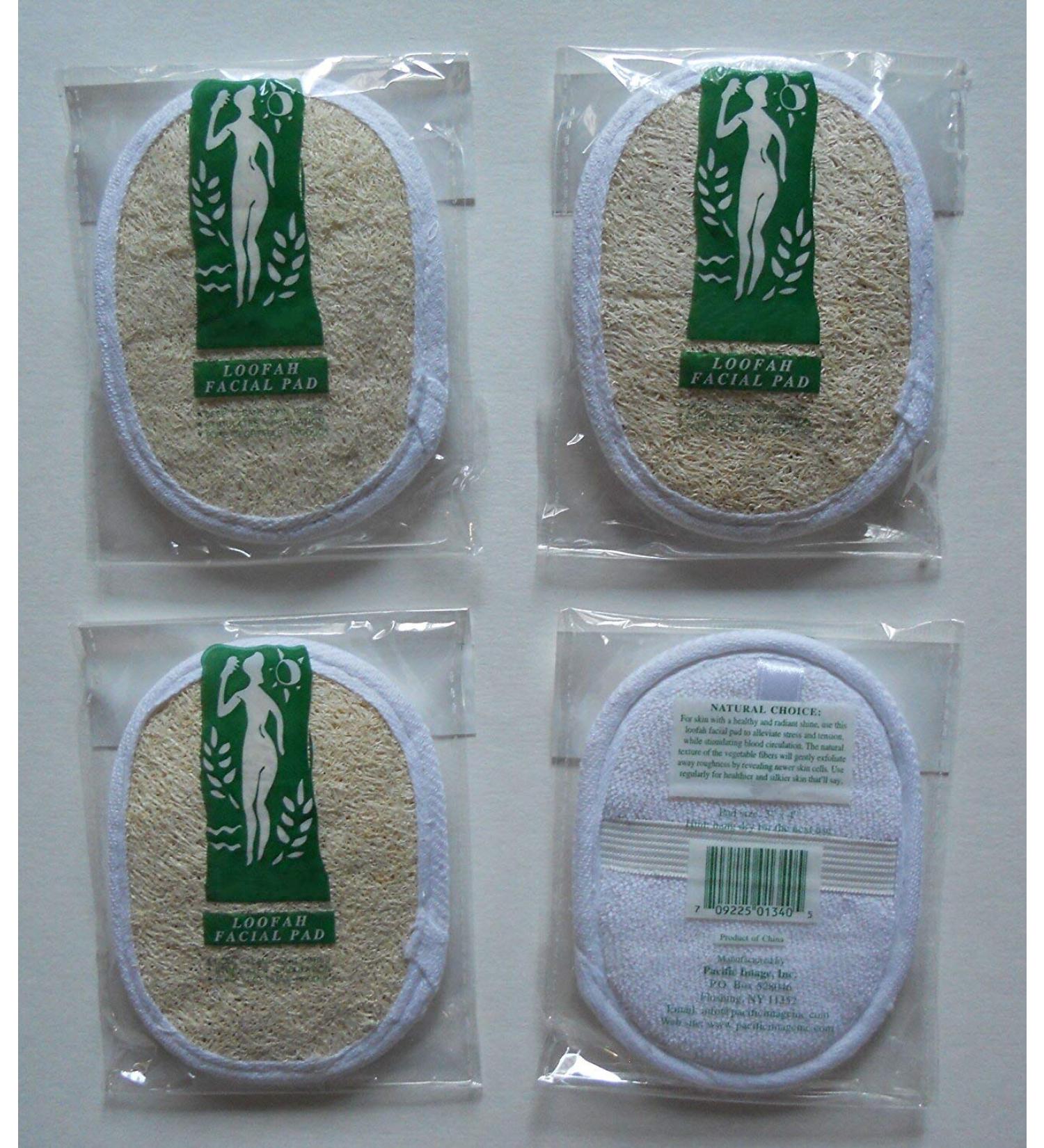 4 pcs/Set 3 x 4 Natural Loofah / Terry Face Complexion Pad Facial Sponge Brush - Shower Scrubber - Body Bath Spa for Men & Women (Pack of 4))