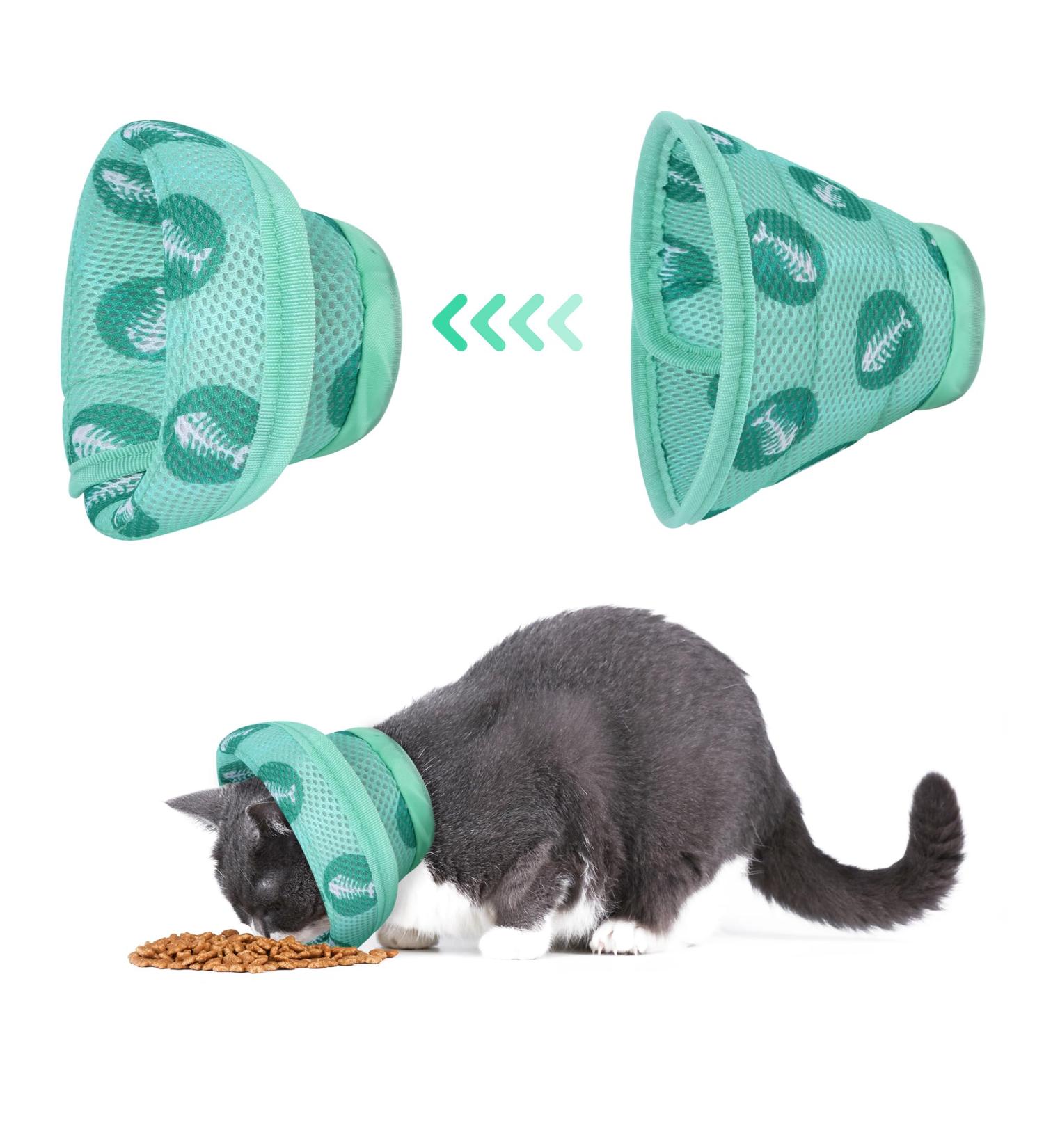 Deaguid Adjustable Cat Cone Collar Soft Kitten Foldable Cat Recovery Collars & Cones Elizabethan Pet Recovery Collar Cat and Small Dog for Surgery and Lnjuries (Green M) - Buy Online on GoSupps.com