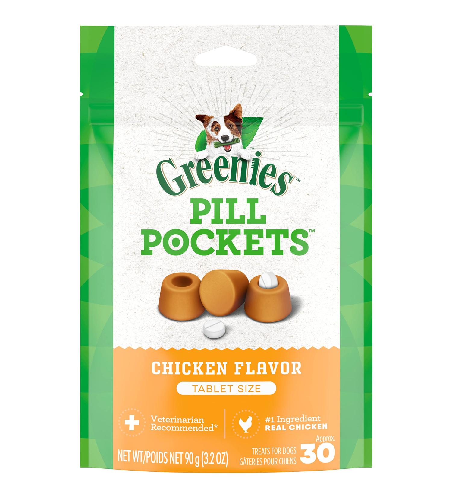 Greenies Pill Pockets Natural Dog Treats - Chicken Flavor, 3.2oz (1 Pack) - Buy Online on GoSupps.com