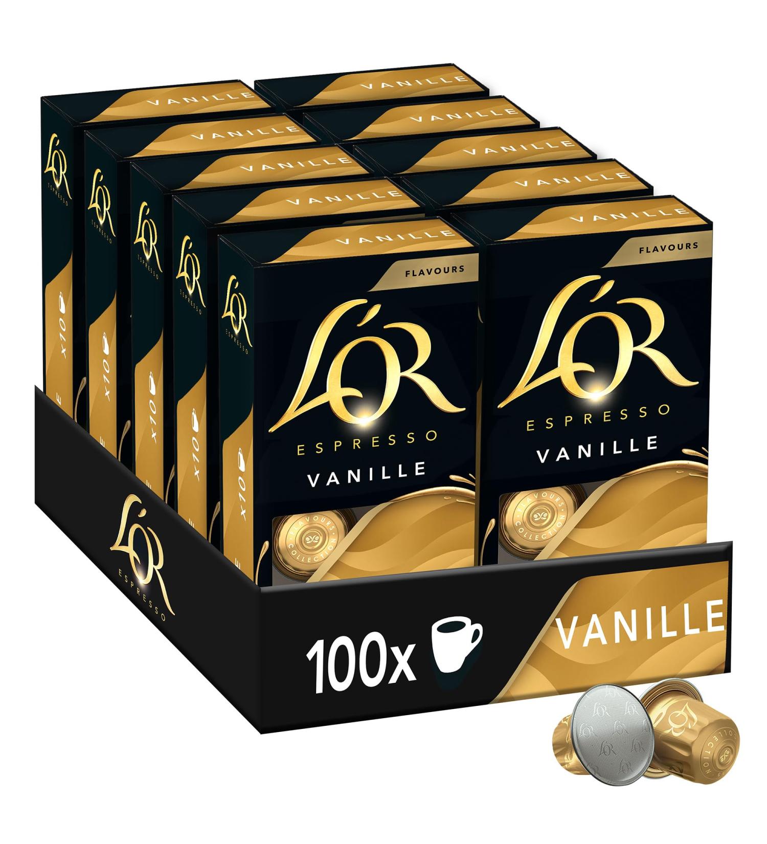 L'OR - Espresso Coffee - Vanilla - Round - Delicate - Nespresso ®* Compatible - 10 packs of 10 aluminum capsules