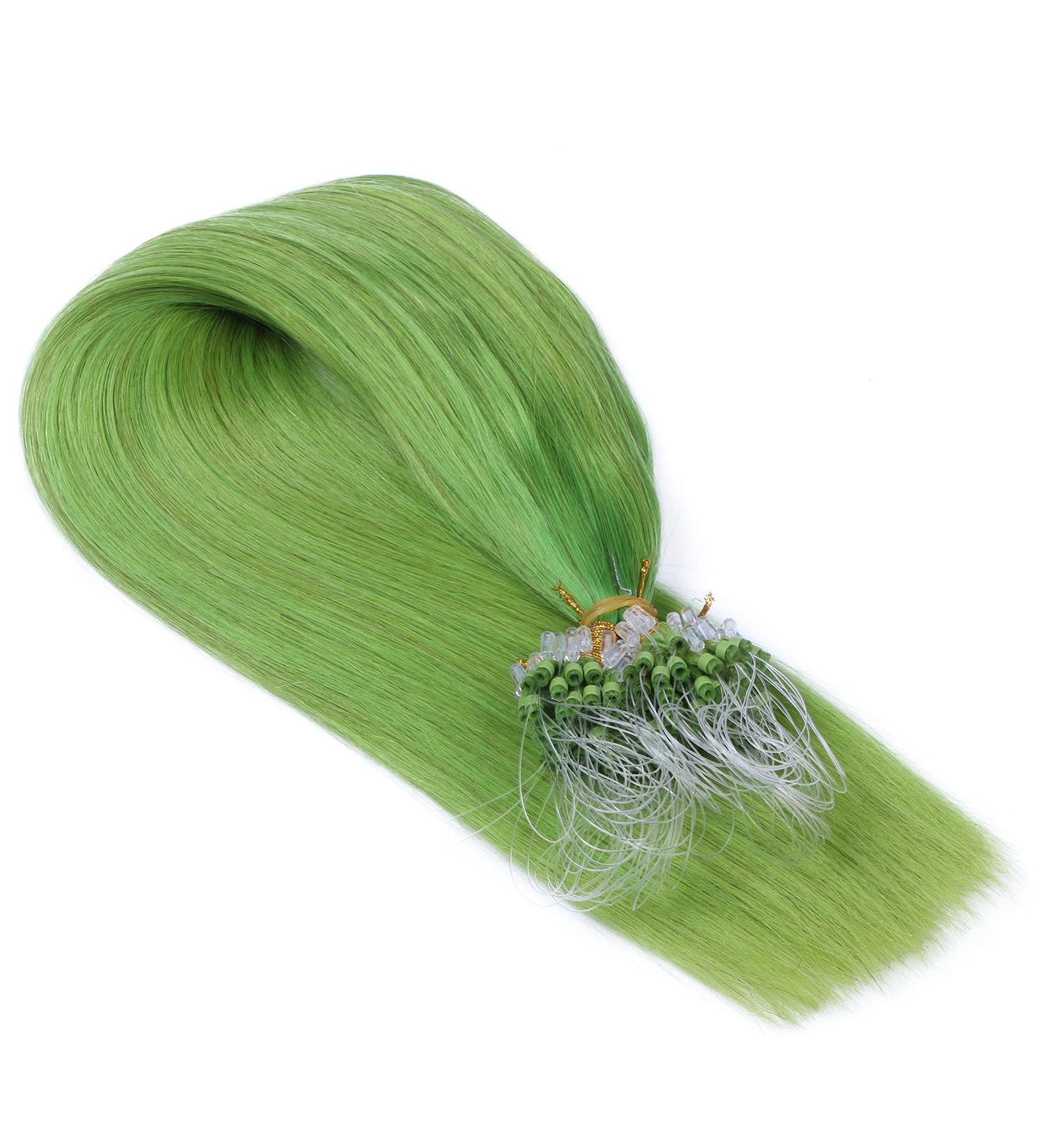 Micro Ring Loop Hair Extensions - Green 60cm 200 Strands 0.5g | 100% Remy Real Hair Easy to Use by Professionals - Buy Online on GoSupps.com