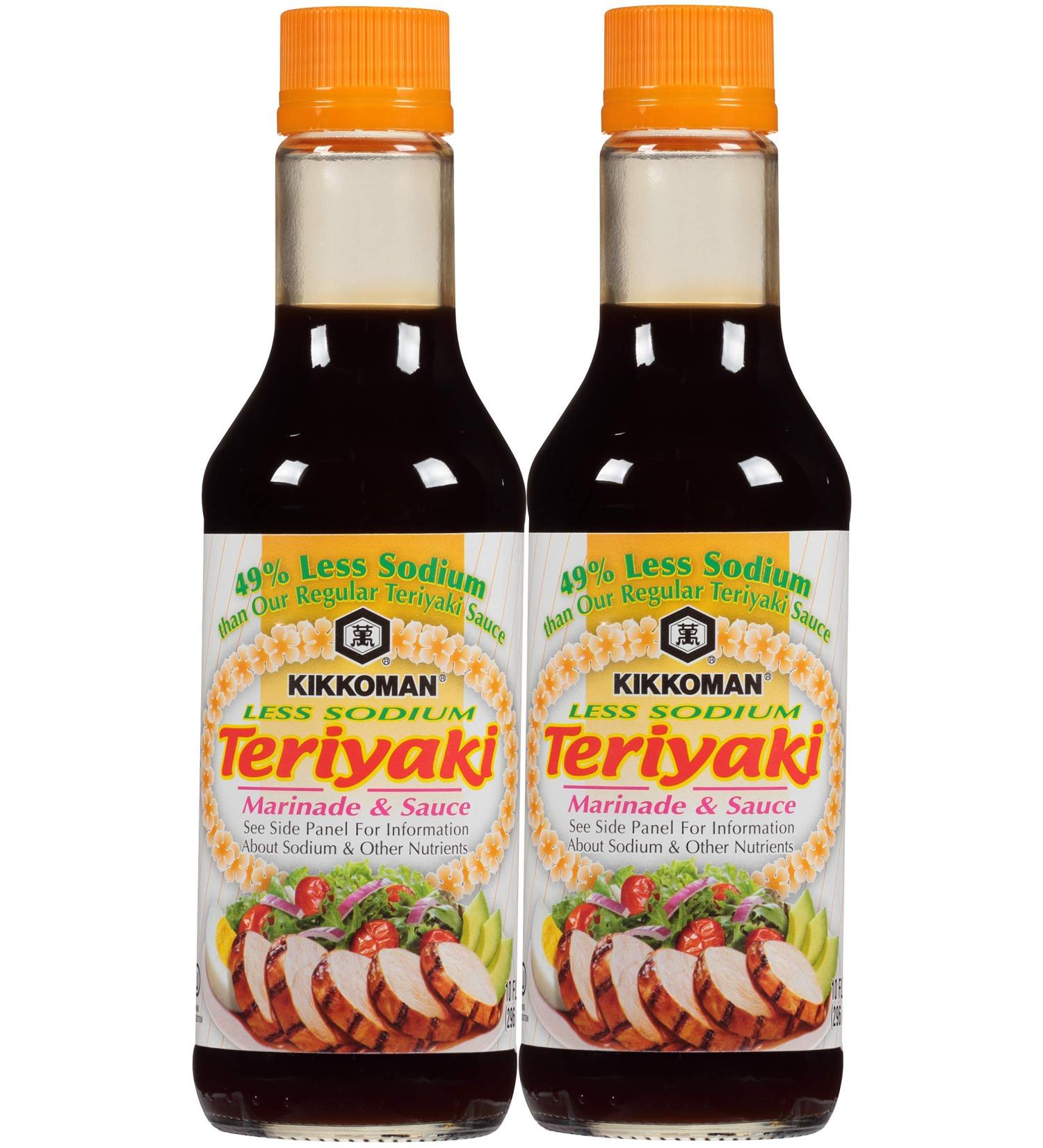 Kikkoman Less Sodium Teriyaki Sauce 10oz (2-Pack) - Total 20oz - Low Sodium Japanese Sauce - Buy Online on GoSupps.com