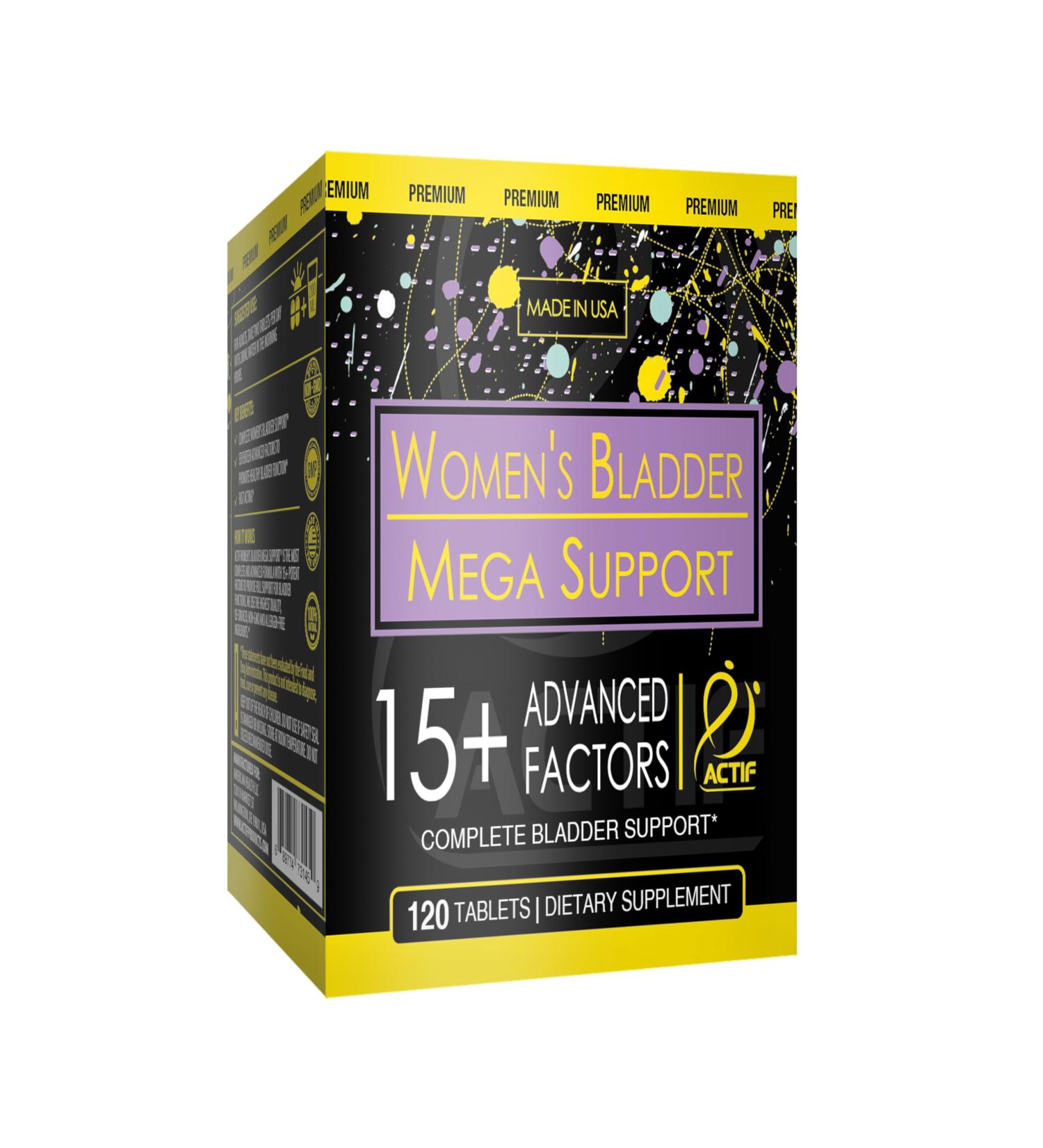 Actif Women's Bladder Mega Support with 15+ Factors Non-GMO for Bladder Control and Complete Bladder Support Made in USA 120 Count - Buy Online on GoSupps.com