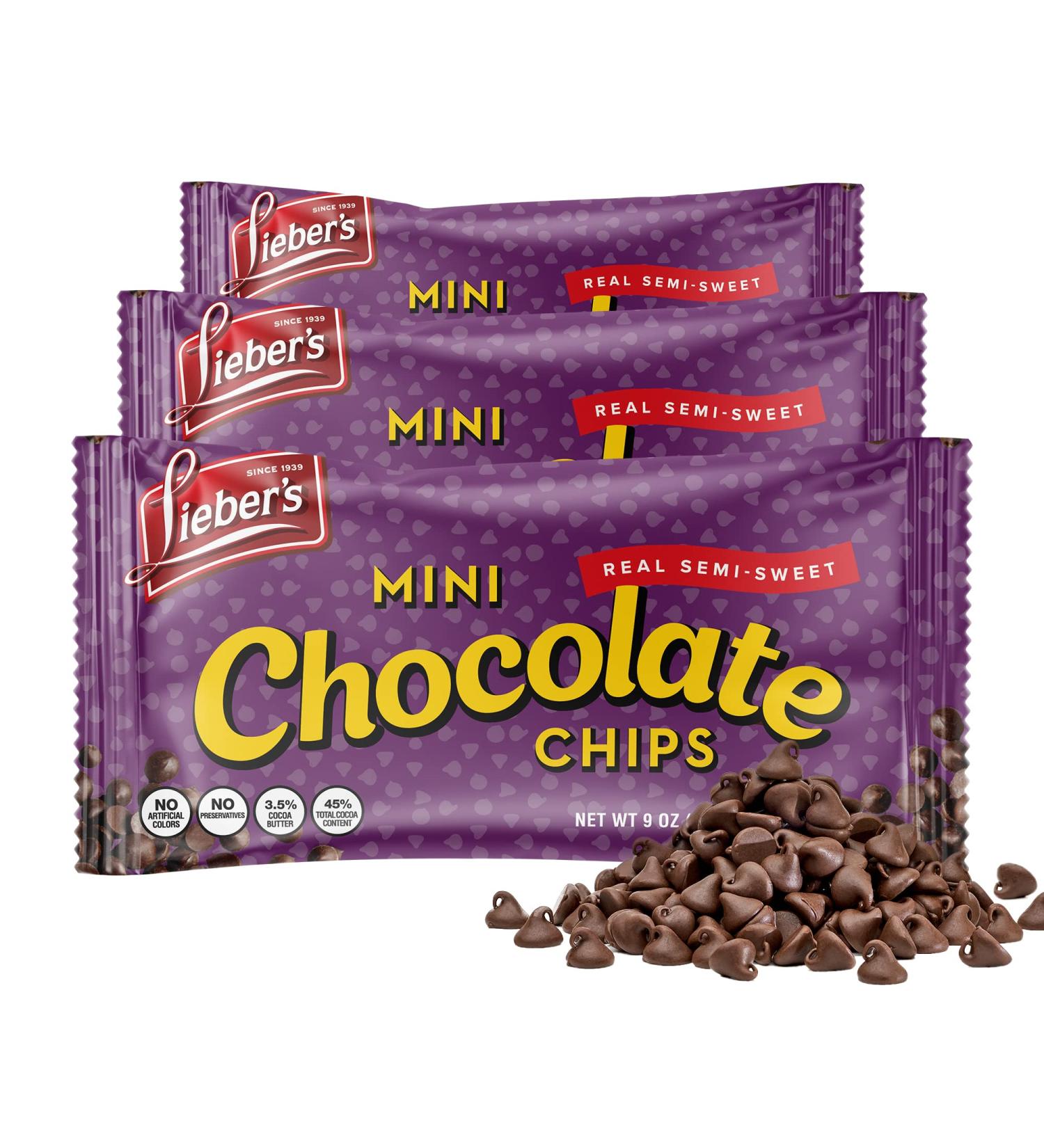 Lieber's Real Semi Sweet Mini Chocolate Chips 9 Oz (Pack of 3) - Certified Kosher Baking Chips for Cookies, Cakes, Muffins and More - Buy Online on GoSupps.com