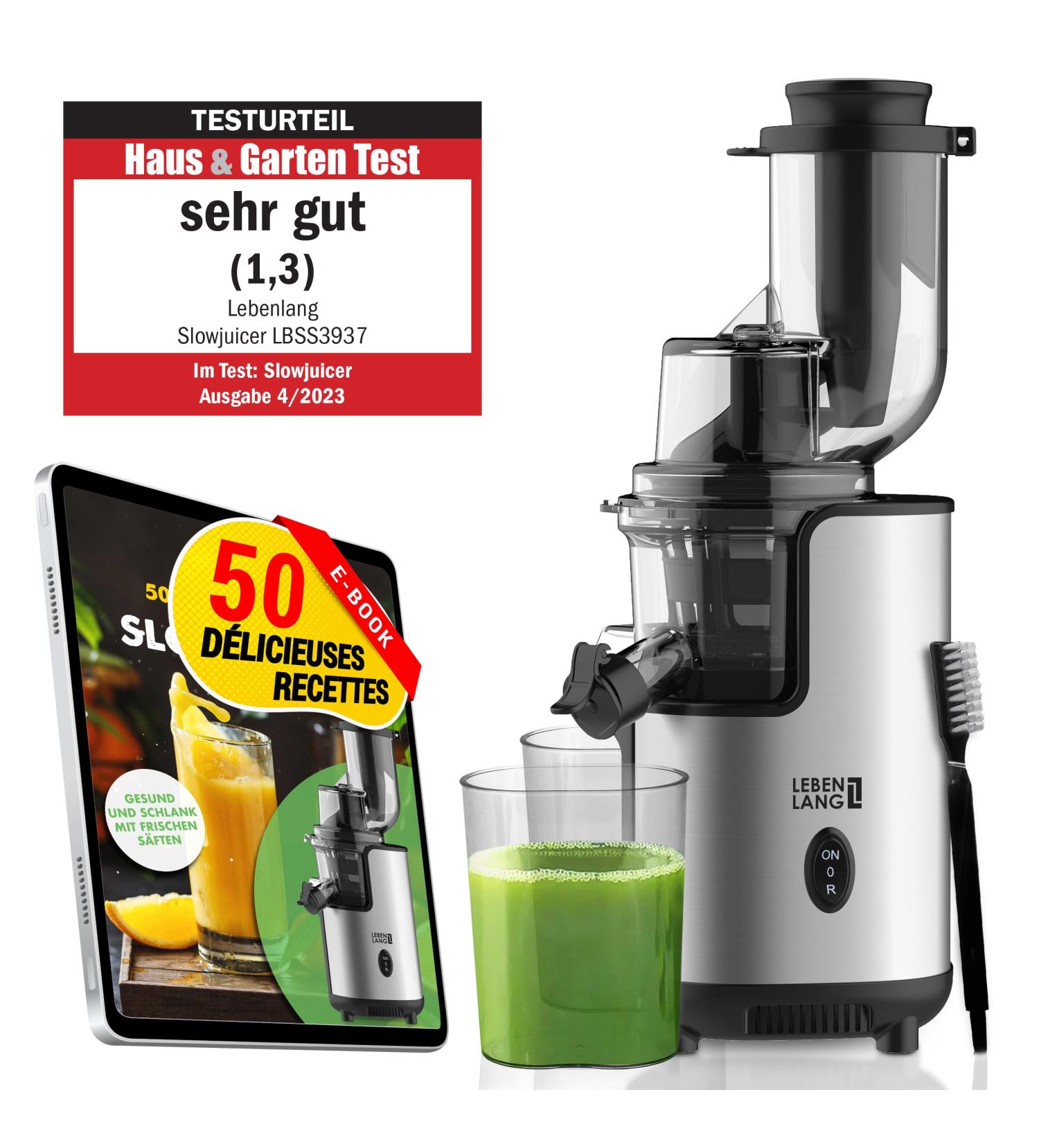 LEBENLANG Extracteur Vitesse Lente - Acier Inoxydable & Sans BPA I Extracteur Jus Centrifugeuse Extracteurs de Jus Juicer Machine I Extracteur de Jus de Fruits et L gumes Machine A Jus de Fruit - Buy Online on GoSupps.com