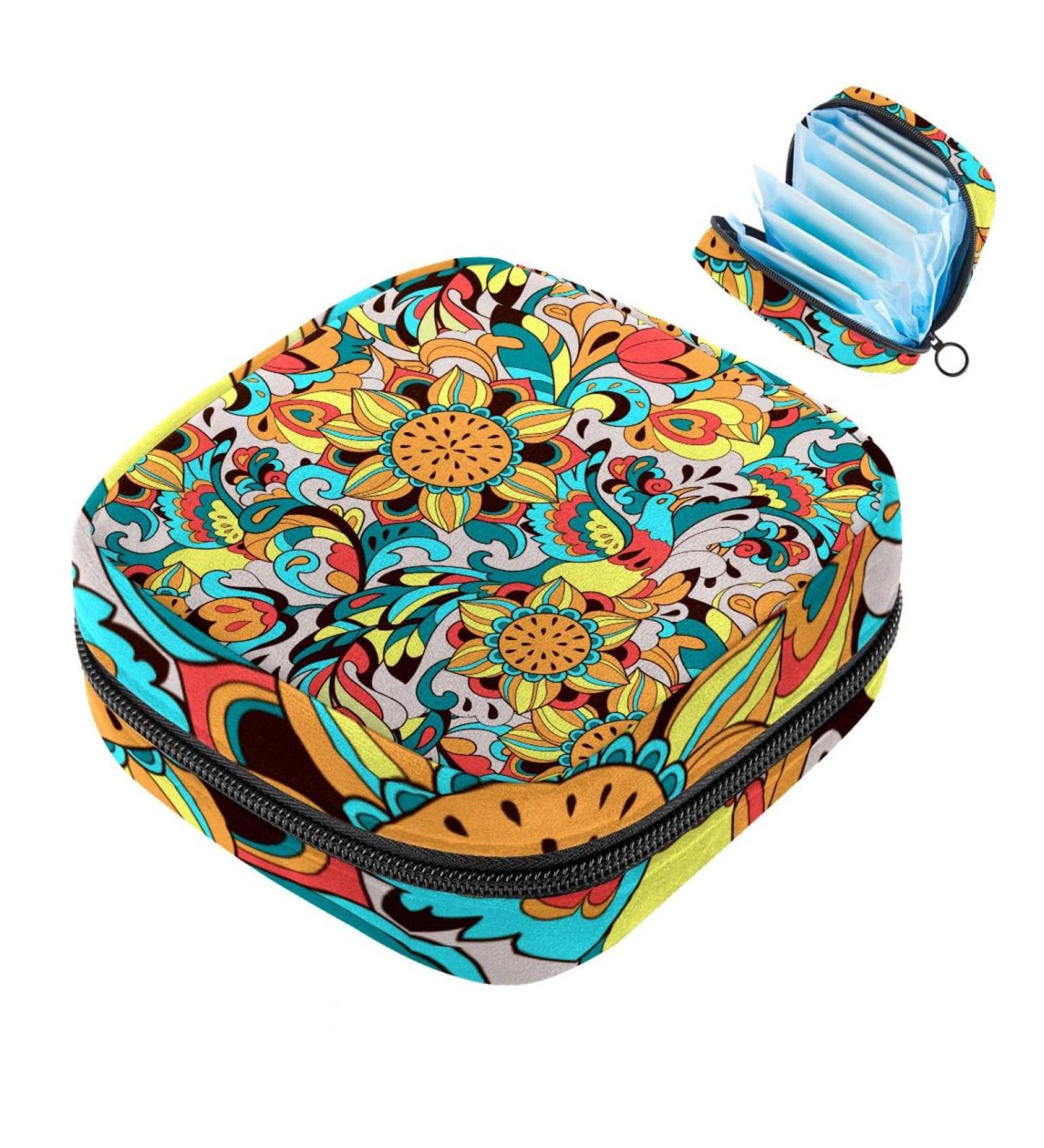 Stylish Menstruation Pad Bags with Zipper - Durable Women's Napkin & Tampon Bags (Bird Phoenix & Sunflower Designs) | International Shipping - Buy Online on GoSupps.com