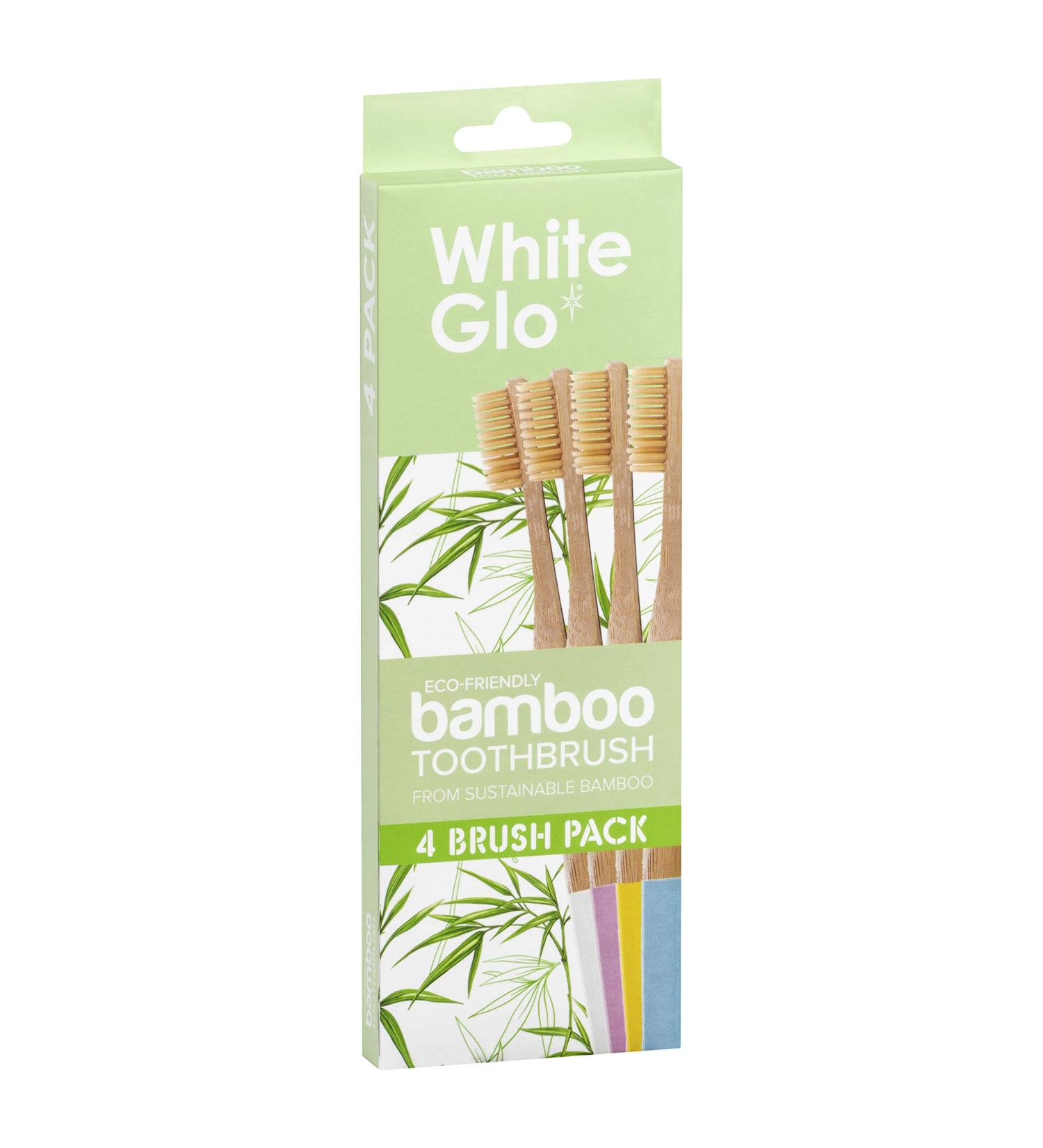 White Glo Eco-Friendly Bamboo Toothbrush Set | 4 Pack BPA Free Soft Bristles for Healthier Teeth & Gums | Biodegradable Sustainable Oral Care - Buy Online on GoSupps.com