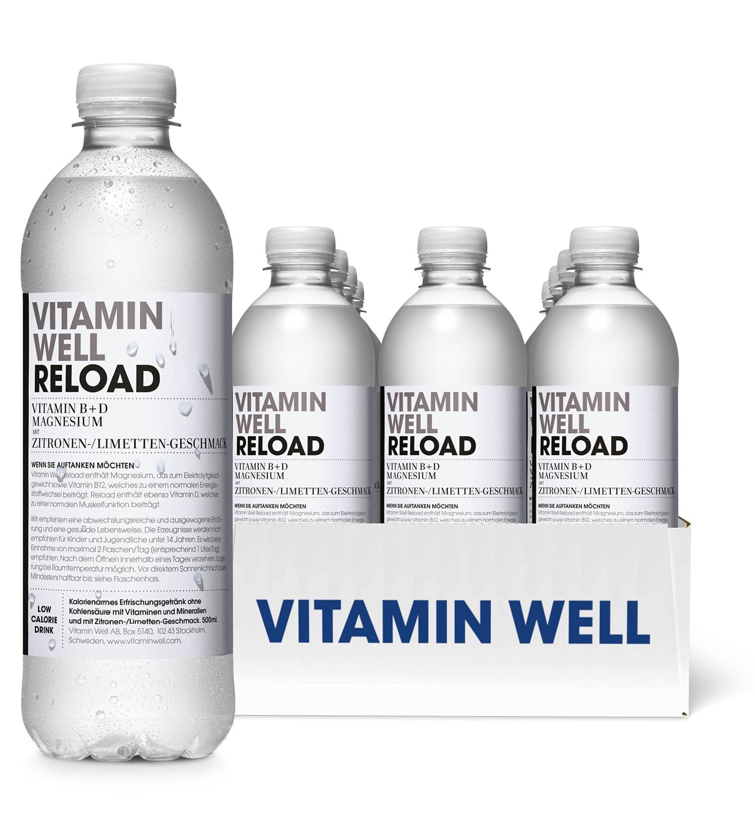 Vitamin Well Vitamin Water - Low-Calorie Lemon-Lime Drink with B & D Vitamins | 12 x 500ml International Shipping - Buy Online on GoSupps.com