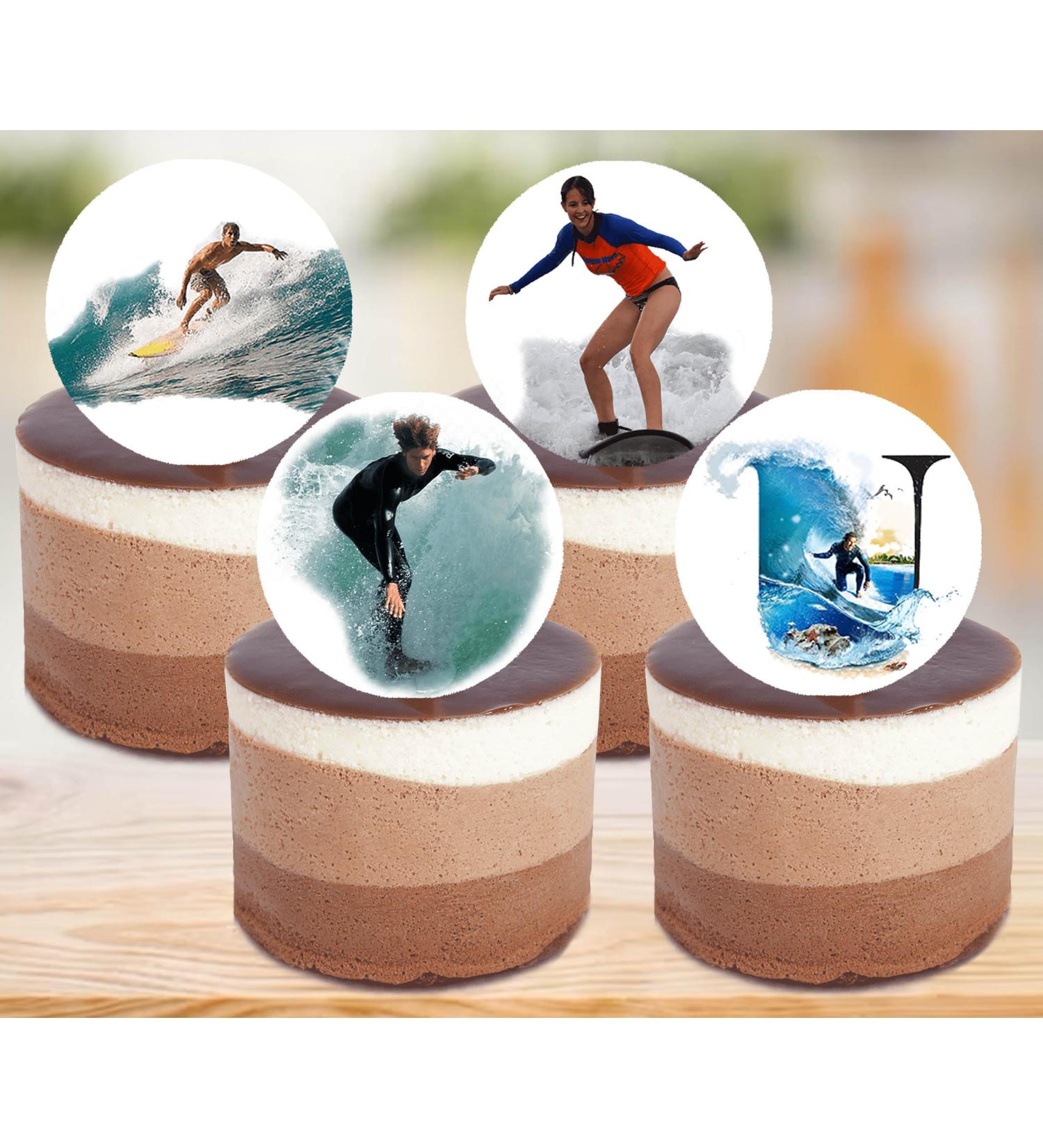 24 x Pre-Cut Surfing 4 Edible Stand up Wafer/Rice Paper Cupcake Cake Toppers Birthday Party Beach Holiday Surfboard Ocean Water Sport Decorations (Surfing 4) - Buy Online on GoSupps.com
