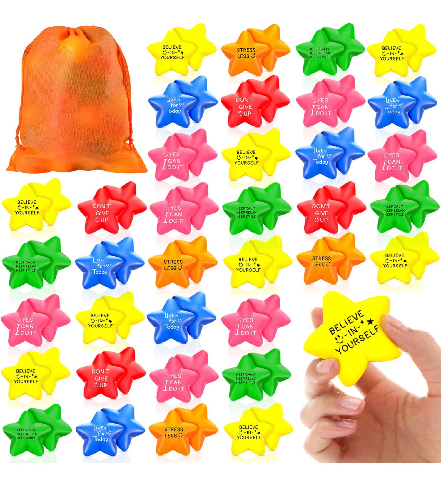 HyDren 100-Piece Motivational Star Stress Balls - Colorful Foam Ball with Quotes for Anxiety Relief & Hand Exercise - Ideal for Parties, School Carnivals & Rewards - Buy Online on GoSupps.com
