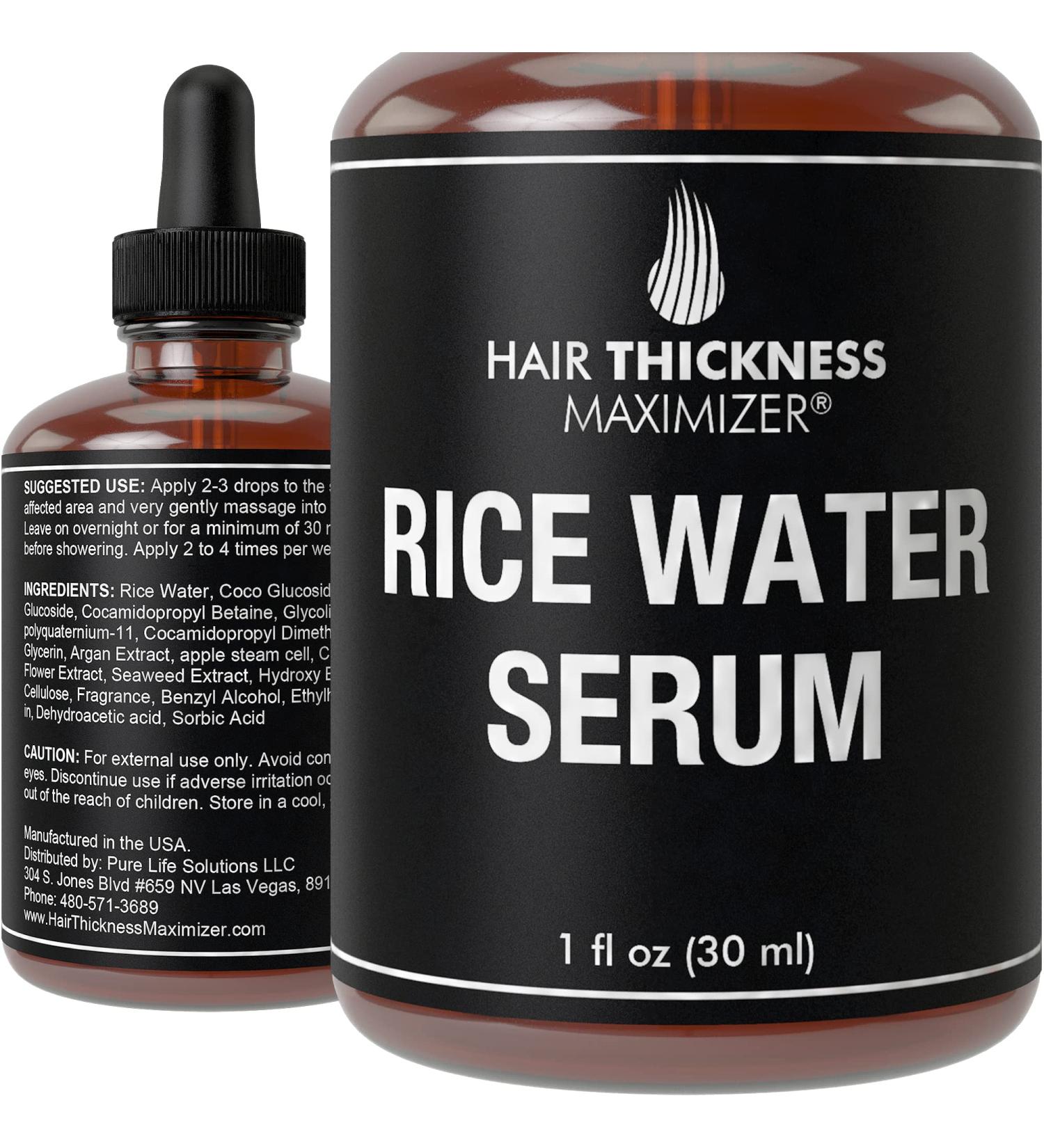 Fermented Rice Water Hair Growth Serum | Prevent Hair Loss, Increase Thickness & Treat Split Ends | Topical Scalp Treatment for Women, Black Women & Men | With Seaweed Extract | 1oz - Buy Online on GoSupps.com