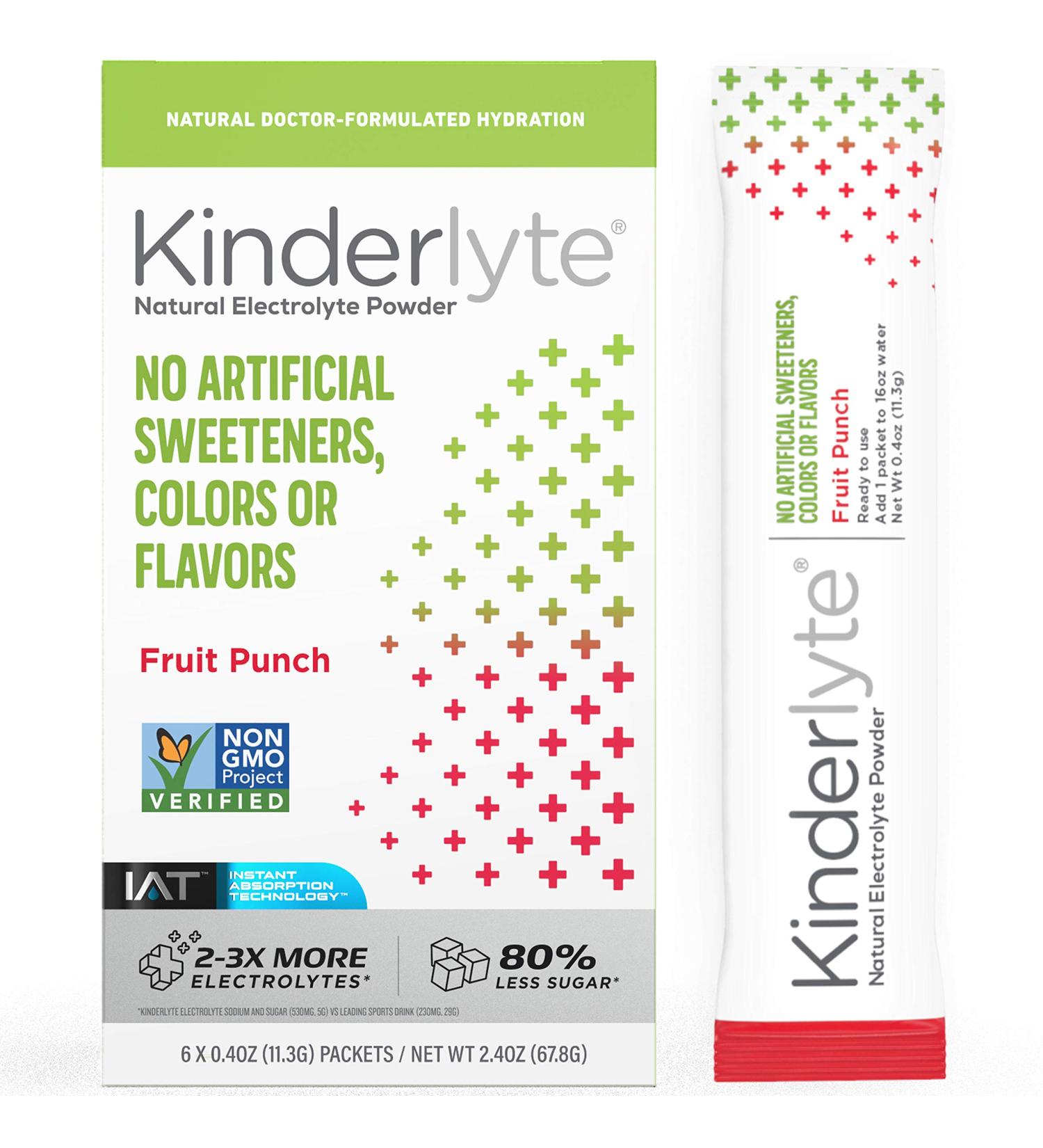 Kinderlyte Original Electrolyte Powder - Natural Fruit Punch | 2-3x More Electrolytes & 80% Less Sugar | No Artificial Additives | 6 Count - Buy Online on GoSupps.com
